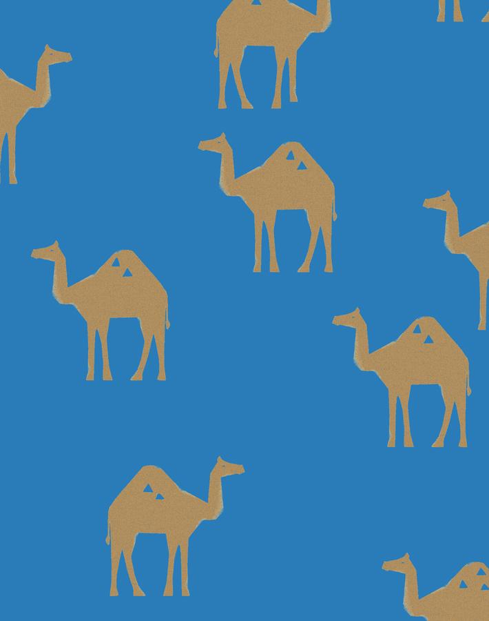 Oasis Camels Wallpaper by Tea Collection in Azure - Perfect for Nursery, Kids Room Decor and Boho Chic Home Styling