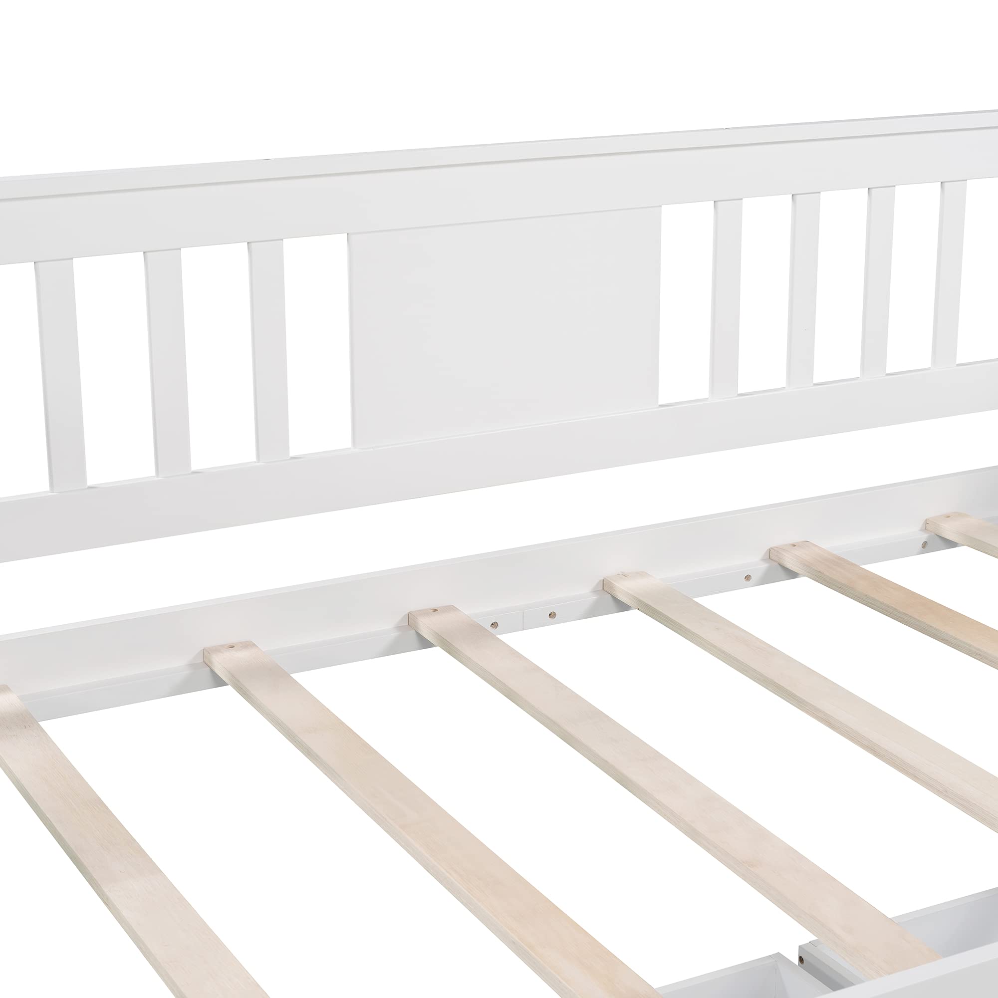 Twin Size Wooden Daybed with 2 Storage Drawers & Side Tables - Sturdy 8-Slat Support, No Box Spring Needed, White - Perfect for Guest Rooms, Dormitories & Small Space Living