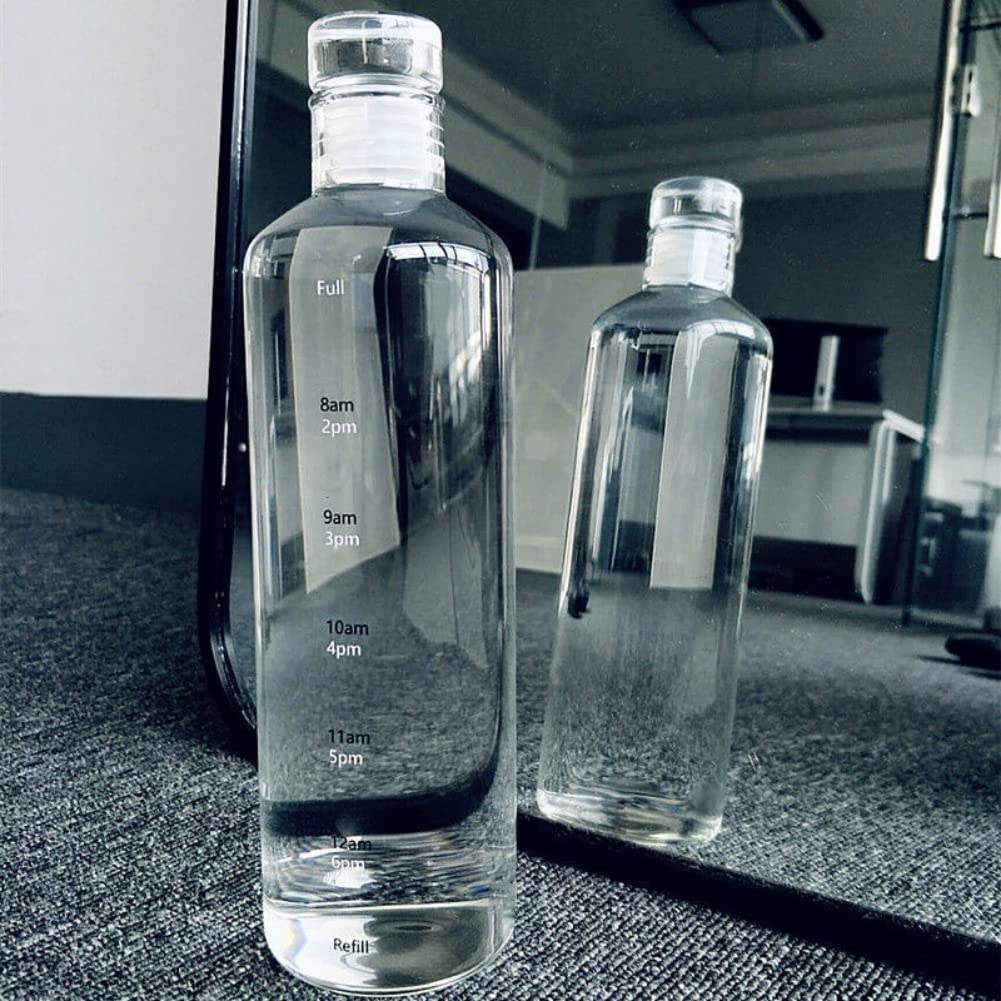 Renococo 17Oz Clear Plastic Water Bottle with Time Marker - 2 Pack Leakproof Motivational Water Bottles Includes Non-Slip Sleeve for Gym, Office, Hiking & Outdoor Activities