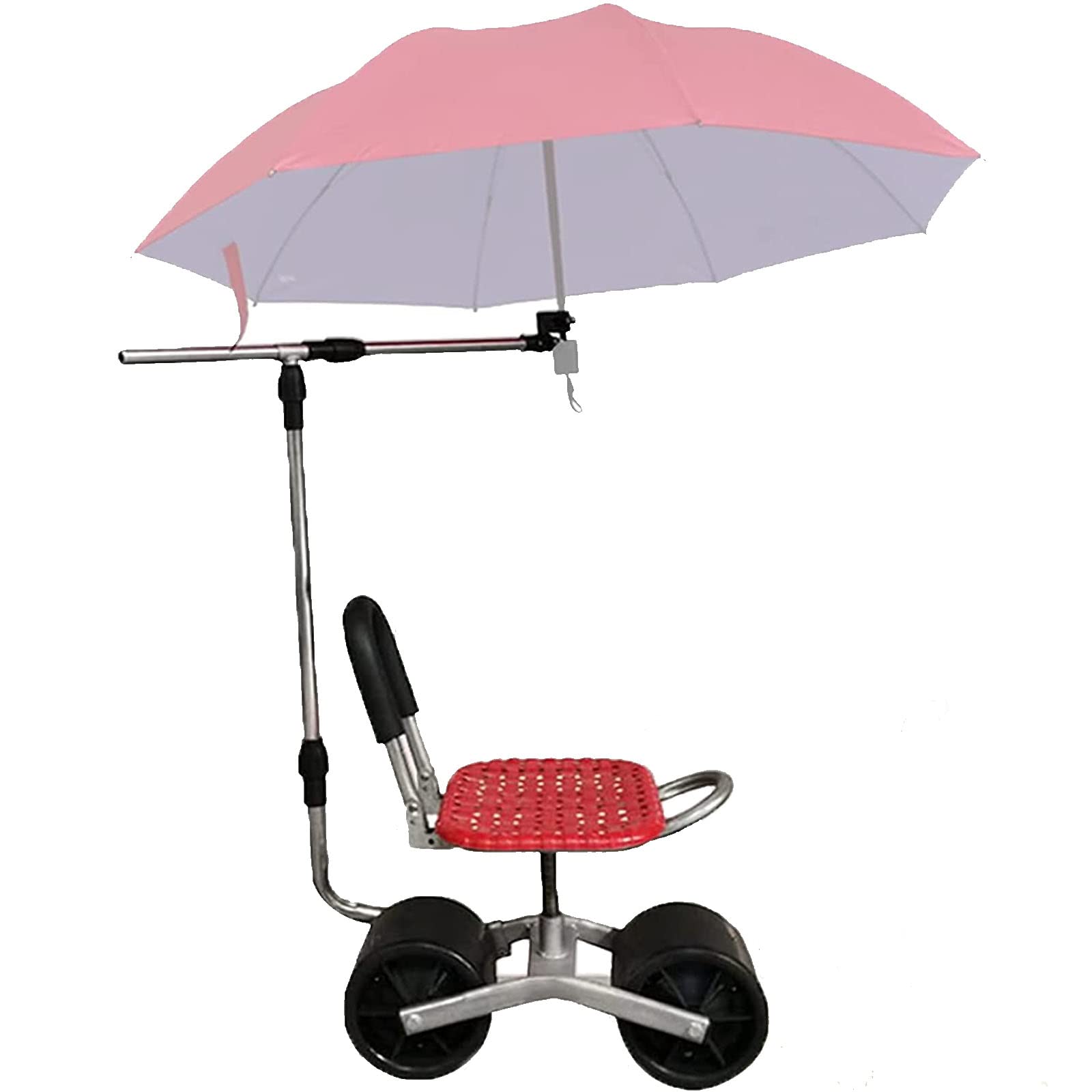 360° Rotatable Rolling Garden Seat with Adjustable Height - Foldable Backrest & Umbrella Holder - Outdoor Gardening Stool for Planting, Weeding & Landscaping - Perfect for Seniors & Garden Enthusiasts in Backyards, Patios & Greenhouses