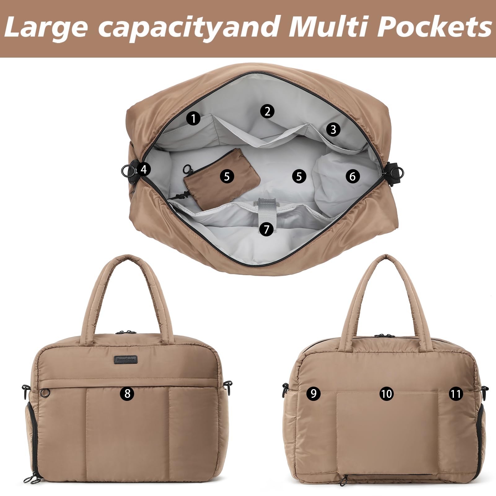 Waterproof Puffy Duffle Bag - Lightweight Carry On Sports Gym Bag for Women, Soft Travel Duffel & Weekender Overnight Bag - Perfect for Gym, Travel, Sports & Weekend Getaways