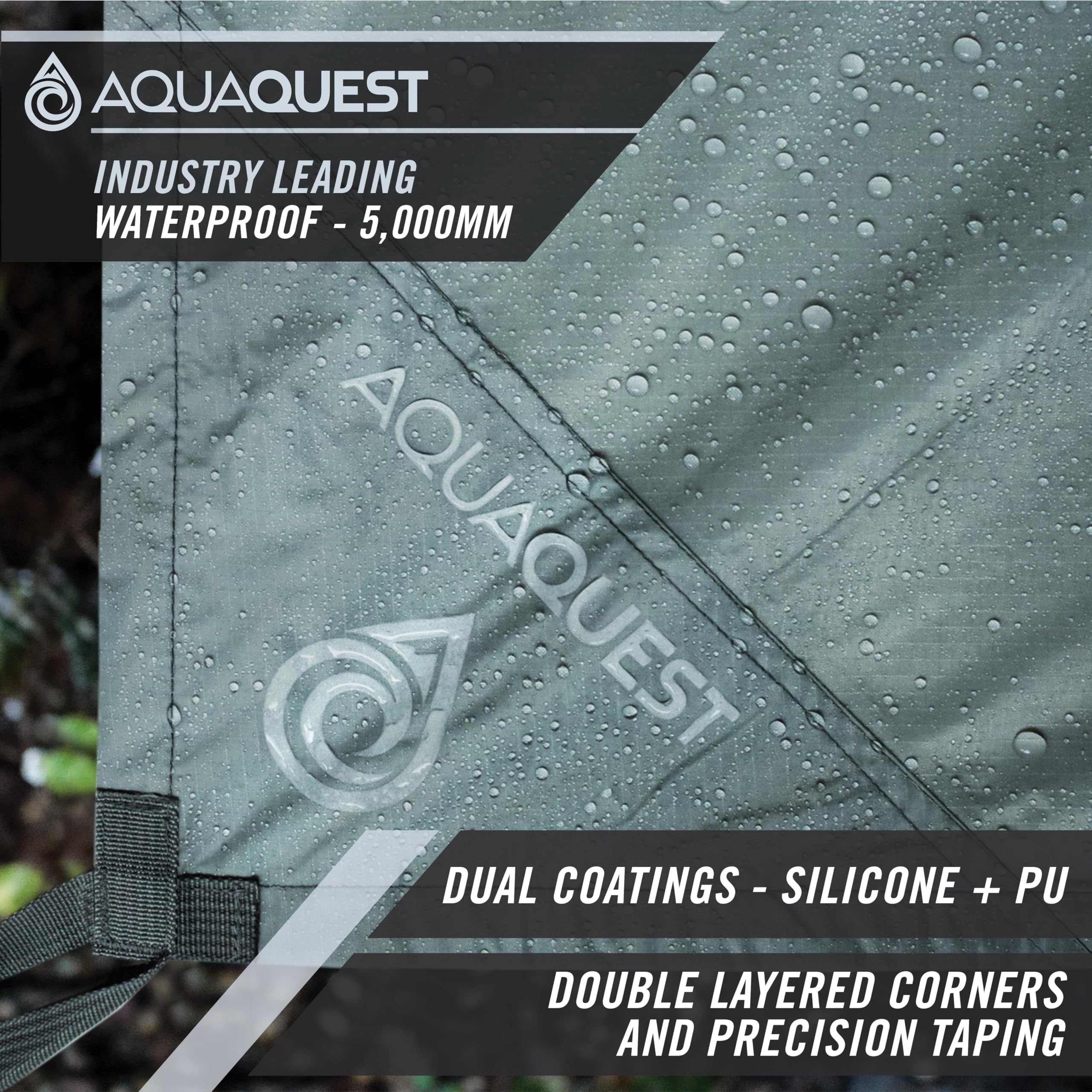 AquaQuest Guide Waterproof Camping Tarp - Ultralight Tent Cover & Rain Fly for Hiking, Backpacking, Hammock Shelter & Survival Gear | Perfect for Outdoor Adventures, Emergency Shelter & All-Weather Protection