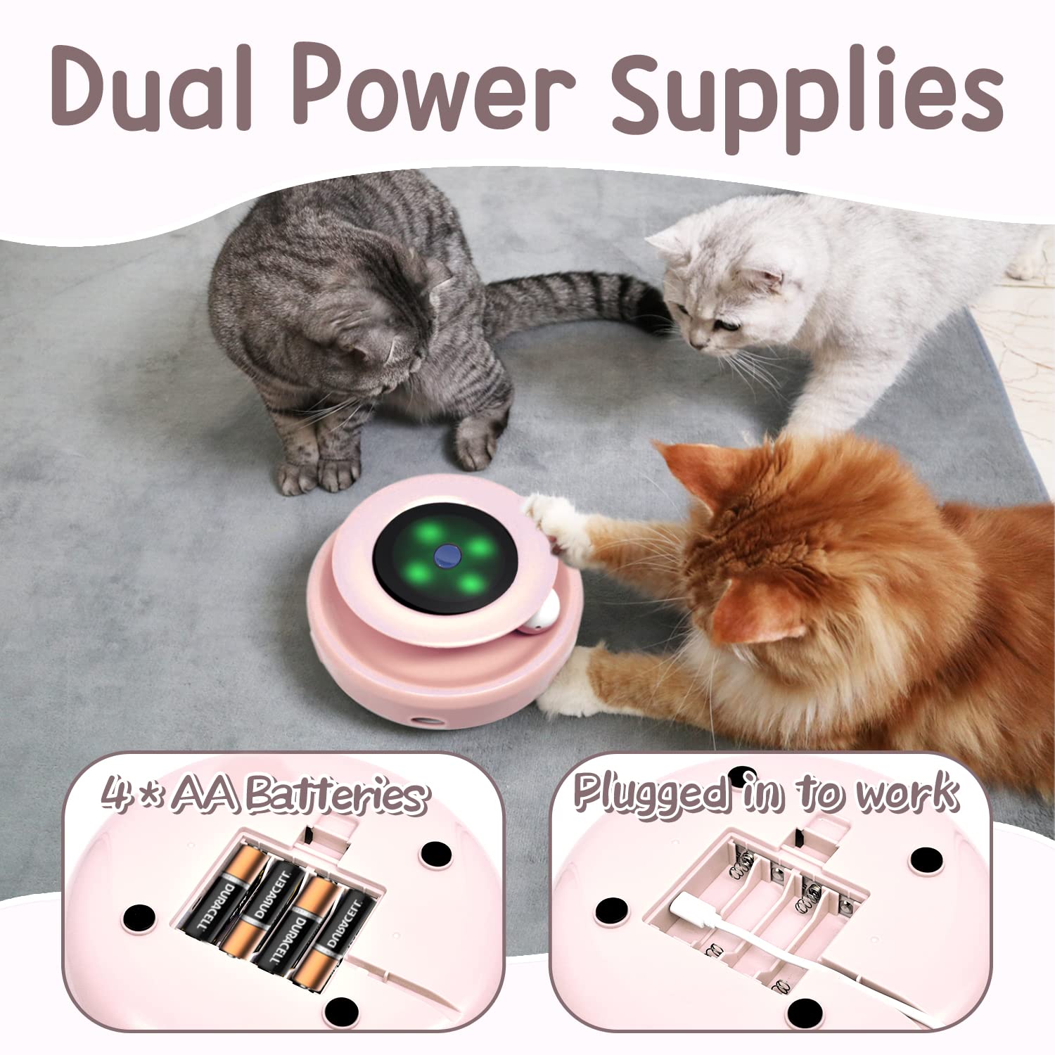 ORSDA 2-in-1 Interactive Cat Toys for Indoor Cats - Automatic Rolling Ball & Ambush Feather Toy with 6 Attachments - Dual Power Supply & Auto On/Off (Upgraded Version) - Perfect for Playtime, Exercise & Bonding with Your Feline Friend
