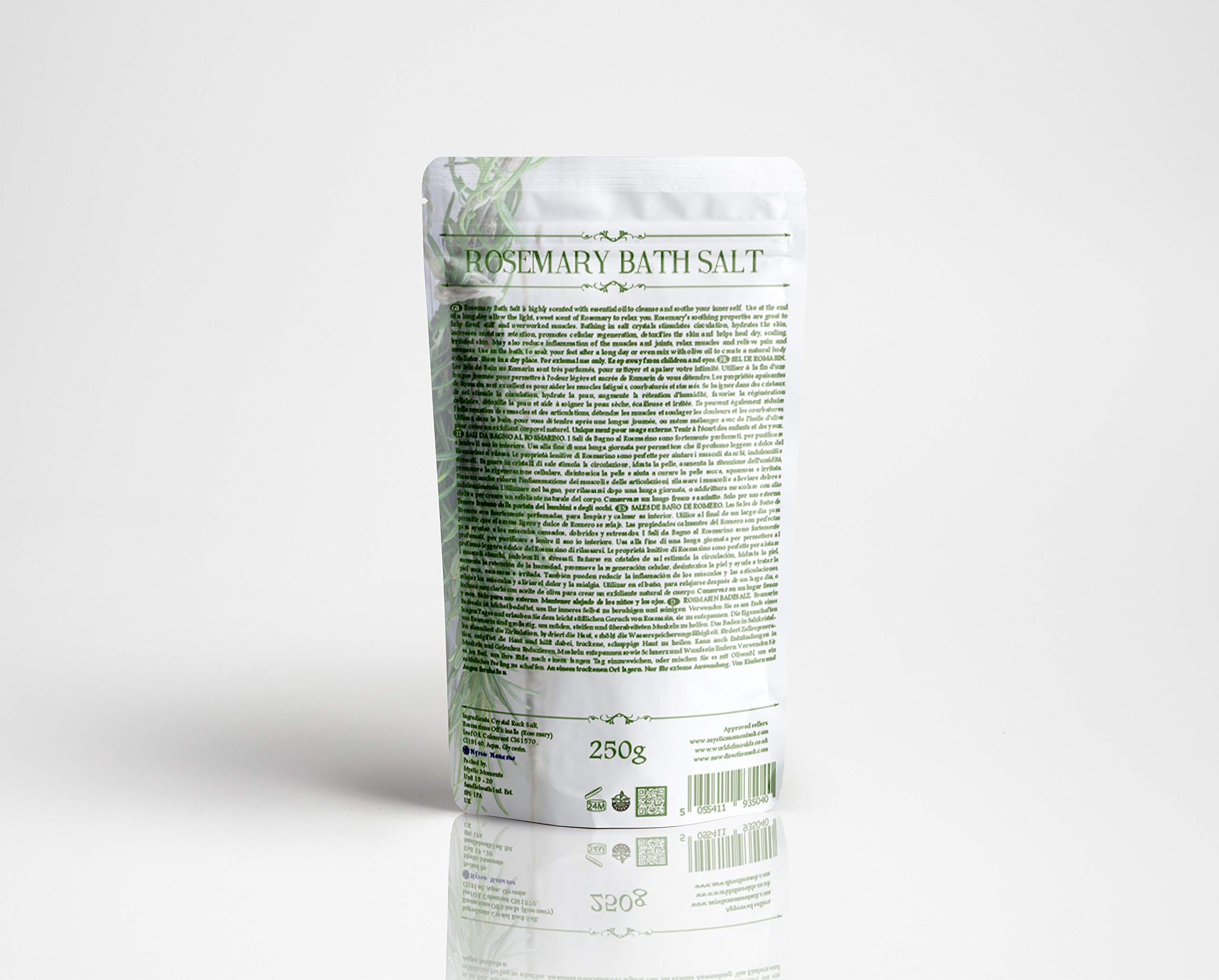 Relaxing Rosemary Bath Salts - 250g for Stress Relief & Muscle Relaxation - Perfect for Spa Nights & Self-Care Rituals