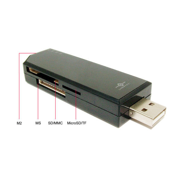 Vantec Compact High-Speed USB 2.0 19-in-1 External Memory Card Reader Writer for SD/CF/Micro SD - UGT-CR925-BK - Perfect for Photographers, Videographers & Data Transfer