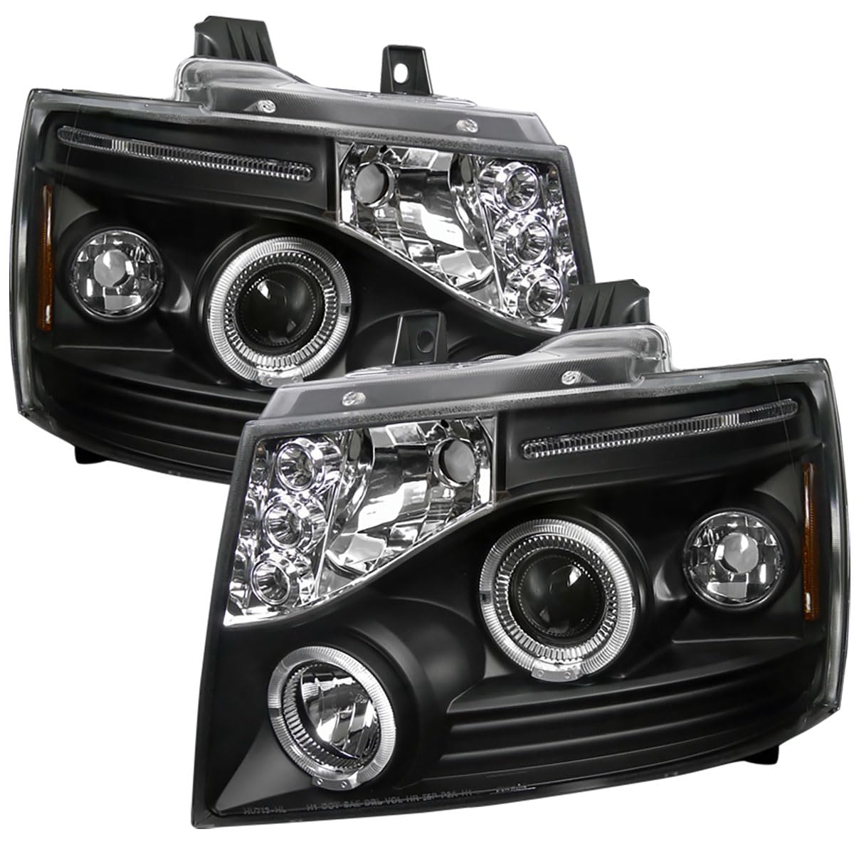 2007-2013 Chevy Avalanche Suburban Tahoe LED Black Halo Projector Headlights - Durable Replacement Headlamps with Bright LED Lighting for Night Driving & Off-Road Adventures