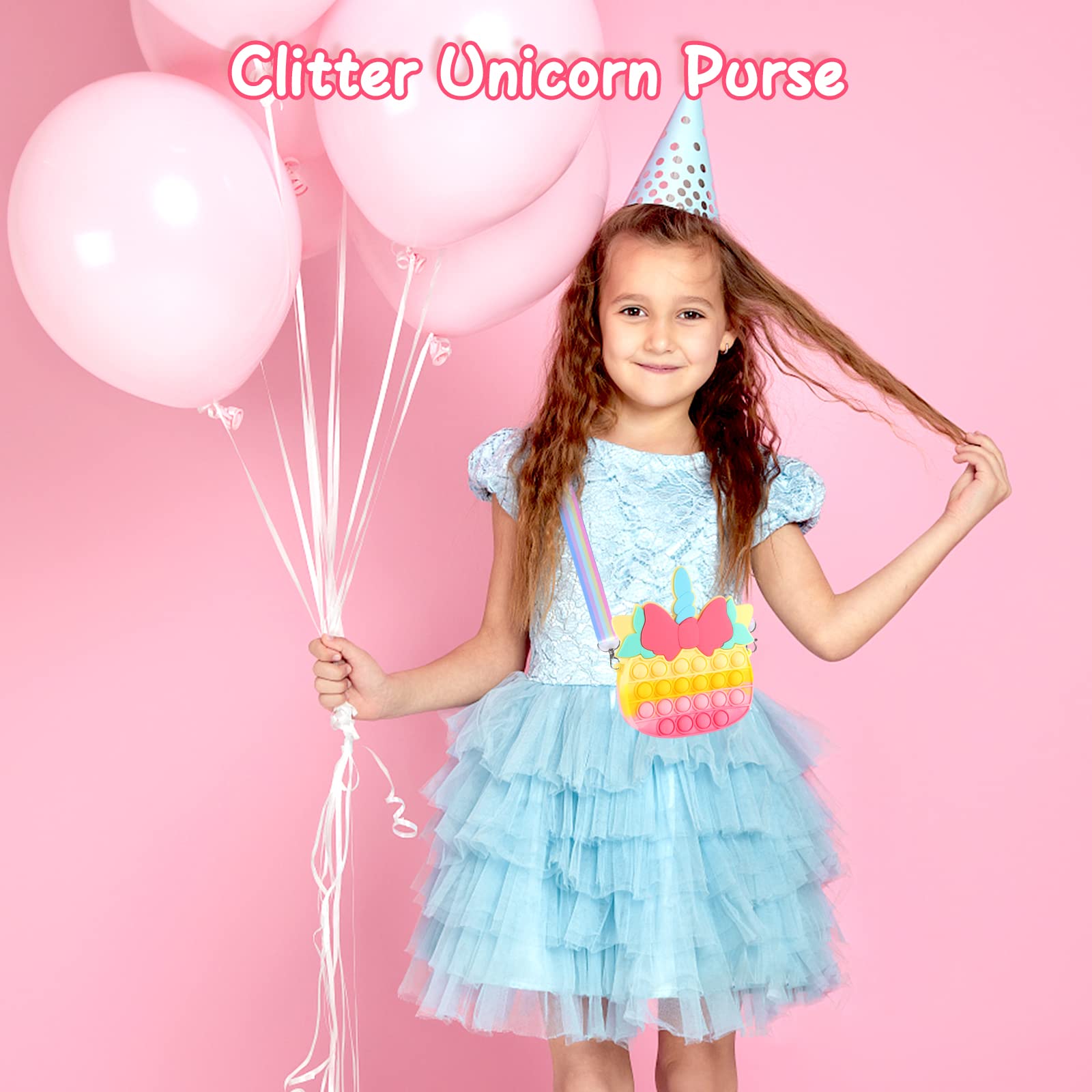 Unicorn Pop Bubble Purse for Girls - Cute Pink Fidget Toy & Crossbody Bag 2 in 1 - Perfect Easter Birthday Gift for Kids, Stress Relief Sensory Toy for School, Travel and Playtime