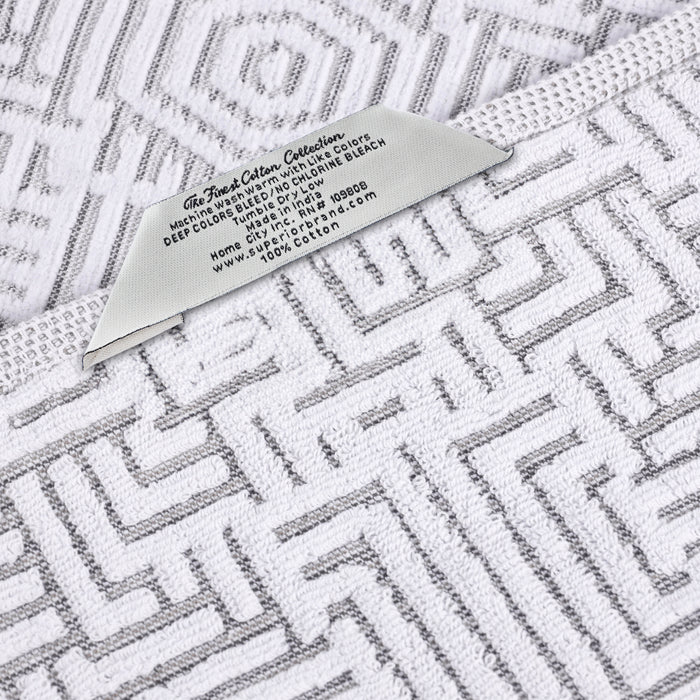 Premium Cotton Modern Geometric Jacquard Plush Absorbent Bath Towel Set of 2 - Ultra Soft & Quick Dry Bath Sheets for Spa, Hotel & Luxury Home Use