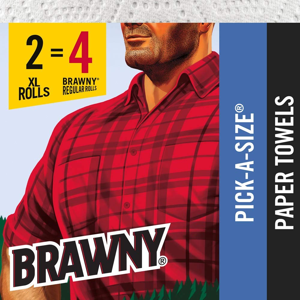 Brawny Paper Towels - 2 XL Rolls (2=4 Regular Rolls) | Pick-a-Size | Ultra Absorbent & Strong | Perfect for Kitchen Cleaning, Spills & Household Use