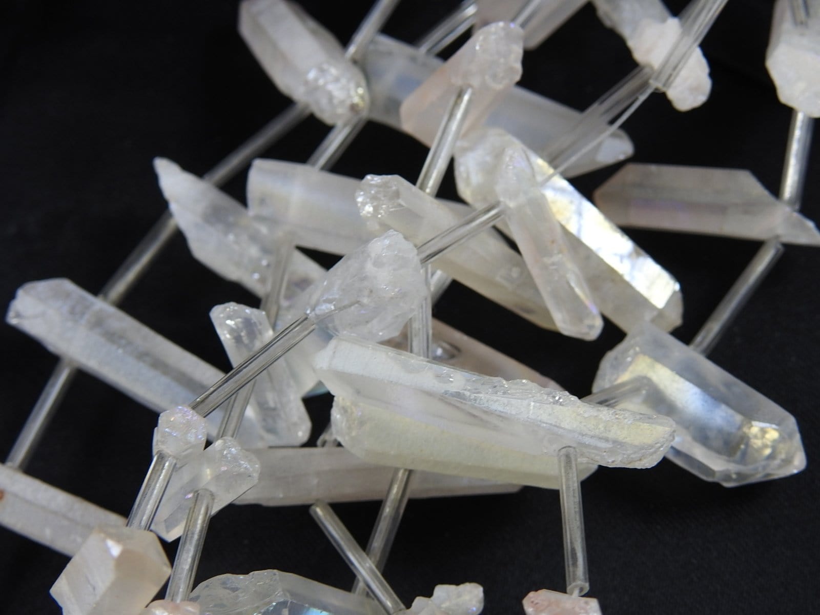 Angel Aura Quartz Natural Drilled Strand Beads - Healing Crystal Jewelry Making Supplies for Necklaces, Bracelets & Spiritual Crafts