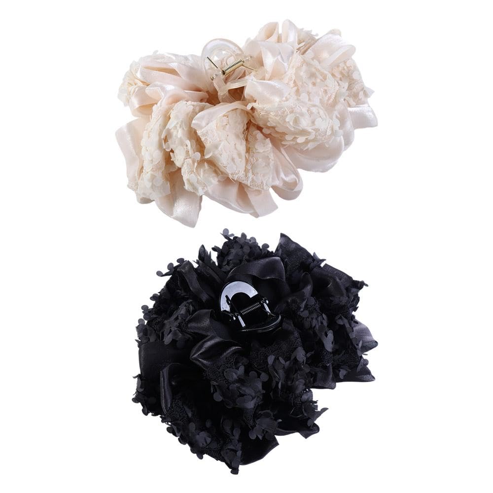 Elegant Bow Hair Claw Clip - Large Princess Style Barrettes for Ponytails & Updos | Women's Fashion Hair Accessories (Black) | Perfect for Weddings, Parties & Everyday Wear