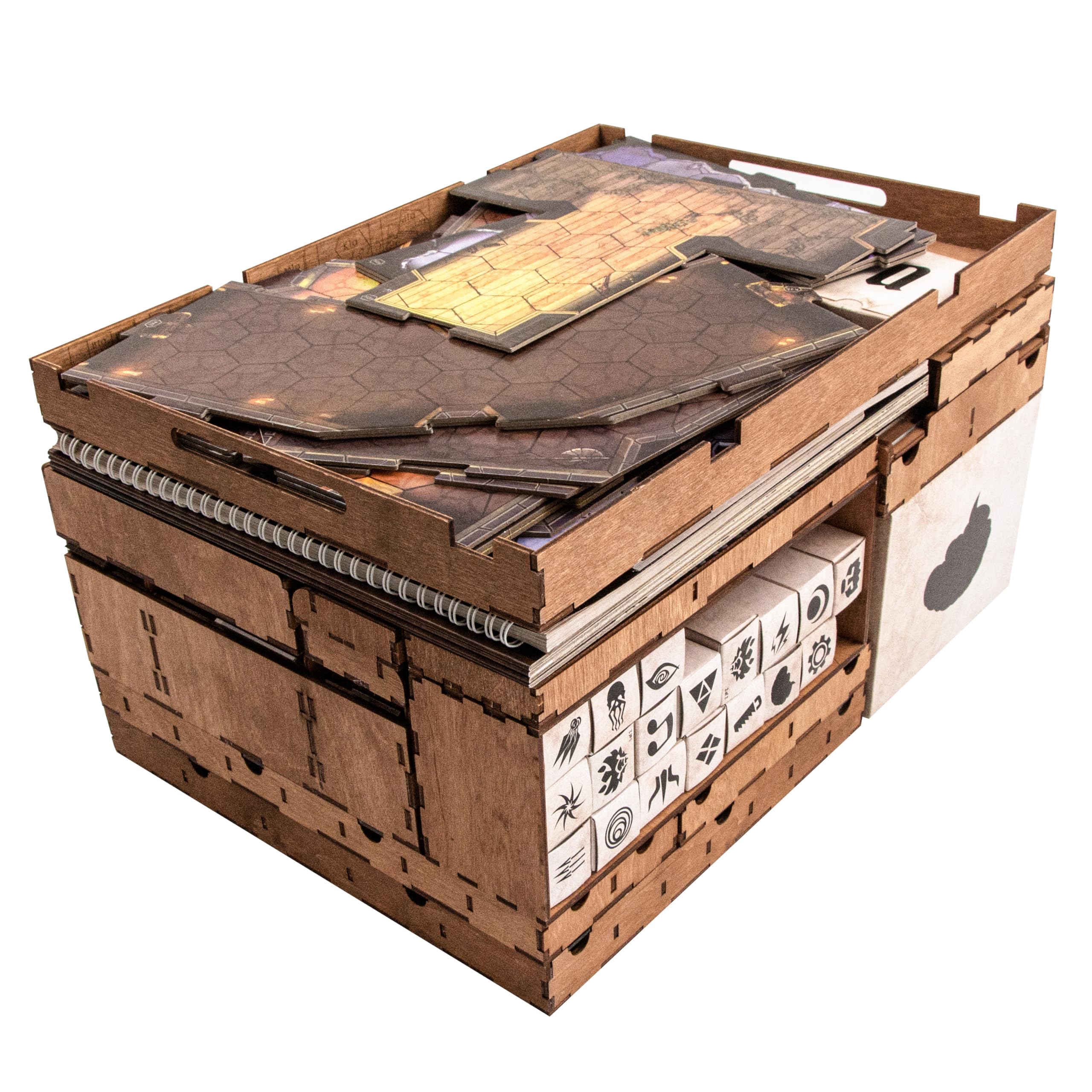 SMONEX Wooden Organizer & 4 Player Boards for Gloomhaven Board Game - Storage Box Fits All Expansions - Premium Insert for Game Organization - Perfect for Game Nights & Tabletop RPG Storage