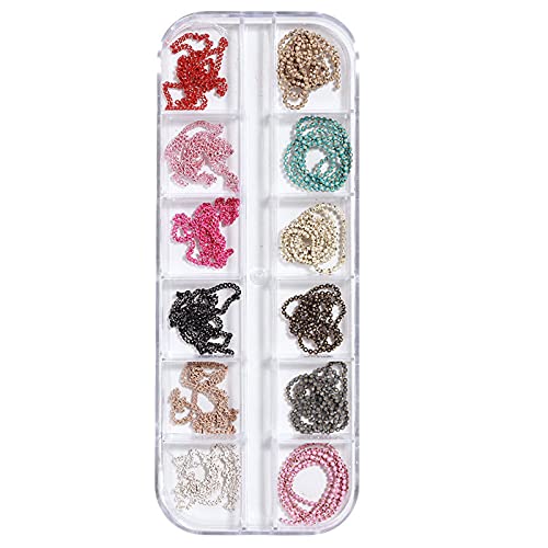 1 Box Small Chain Nail Art Jewelry Set - Metal Decorative Nail Stickers & Decals for DIY Manicure, Party Nail Decorations