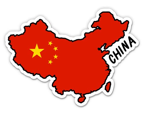 China Map with Flag Vinyl Sticker Decal - Patriotic Decoration for Phone, Laptop, Water Bottle, Notebook (3 Inch) - Perfect for Travel Enthusiasts, Geography Lovers & Gift Giving