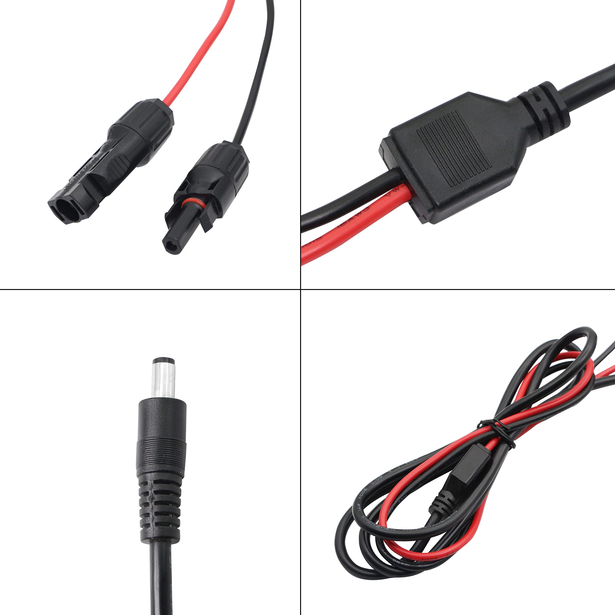 YACSEJAO 16AWG Solar Connector to DC Power Cable - Heavy Duty Waterproof Solar Charge Cable for Solar Panels, Generators & Inverters (4.9FT/1.5M) - Perfect for Off-Grid Systems, RV Solar Kits & Emergency Power Backup
