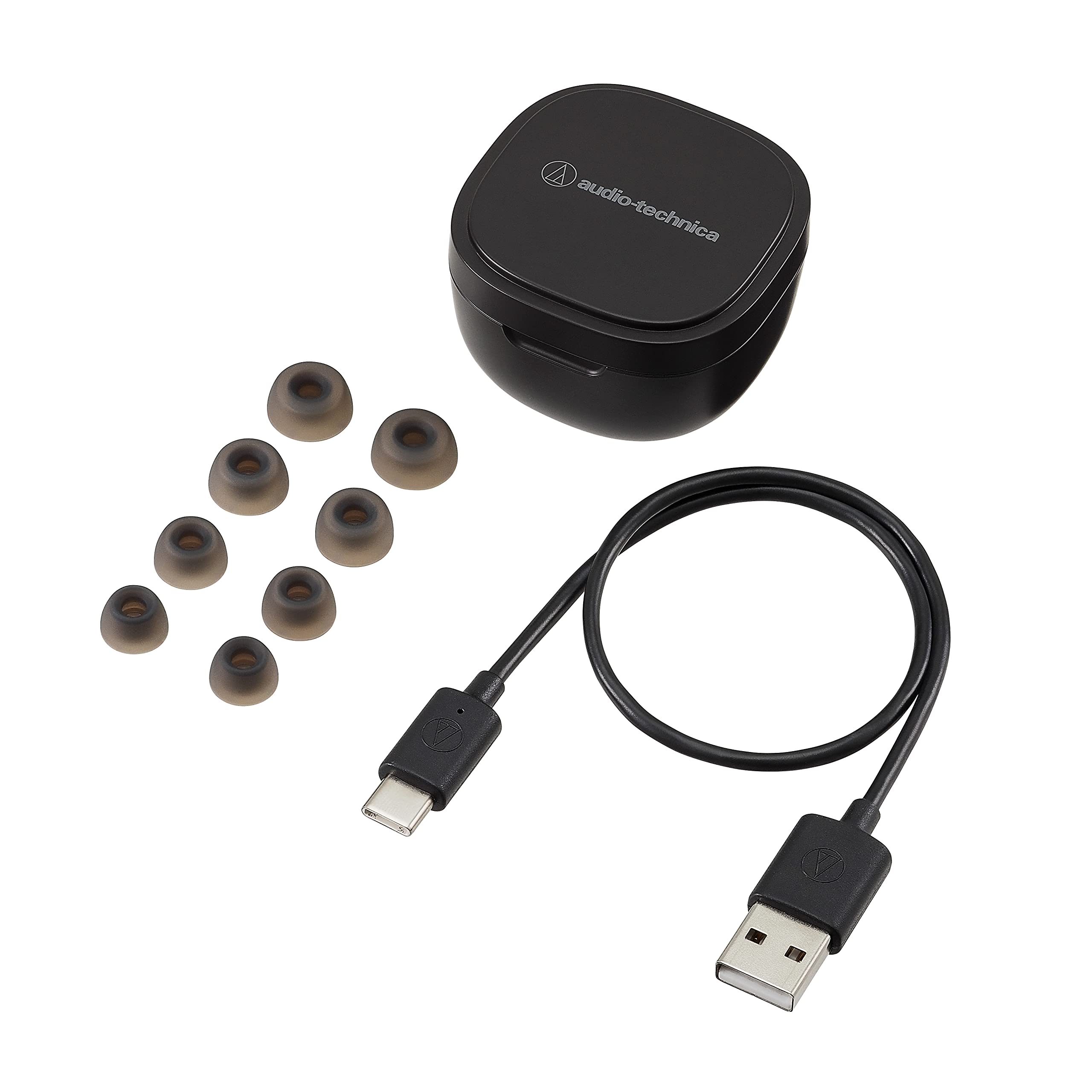 Audio-Technica ATH-SQ1TWBK Wireless Bluetooth Earbuds - Noise Isolating in-Ear Headphones with Mic, Black (One Size) - Perfect for Gym, Running, Travel & Work from Home