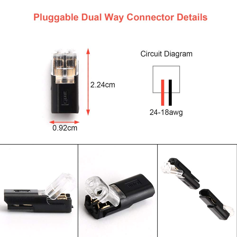 TYUMEN 12-Pack 2 Pin Spring Wire Connectors - No Stripping Tool Required, Quick Splice Terminals for AWG 20-24 Wires - Ideal for LED Lighting, Home Electrical Projects & DIY Wiring Repairs