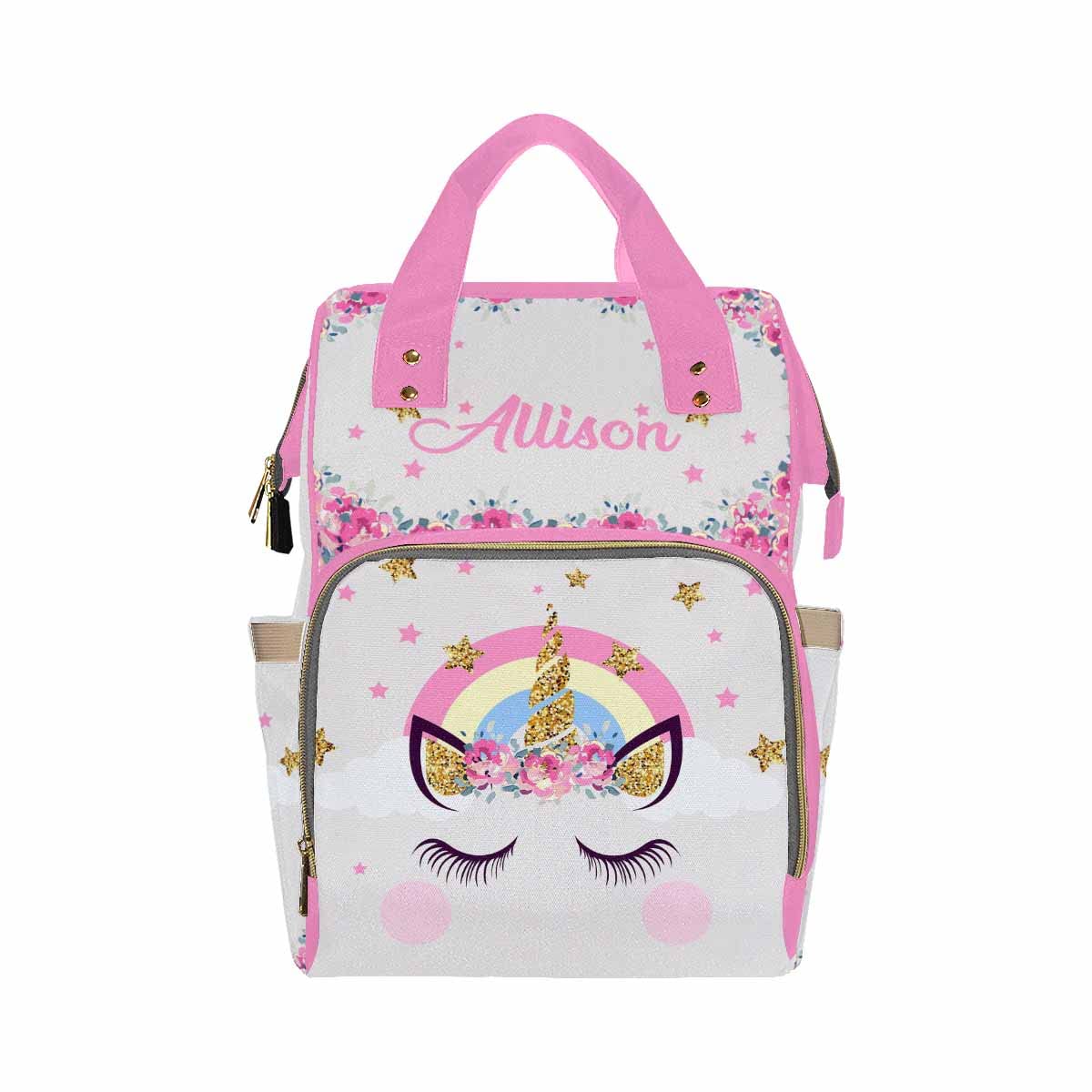 **Personalized Backpack with Name - Custom Diaper Bag & School Backpack for Kids - Unicorn Design, Multi-Functional Daypack for Moms, Girls & Boys - Perfect for School, Travel & Back-to-School Gifts**