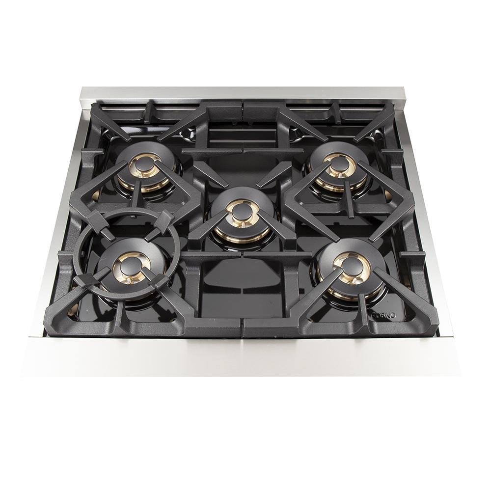 Forno 30 Inch Capriasca Dual Fuel Range with 240V Electric Oven - 5 Burners, Convection Oven, 100,000 BTUs (Model FFSGS6187 30) | Perfect for Home Kitchens, Restaurants & Professional Chefs
