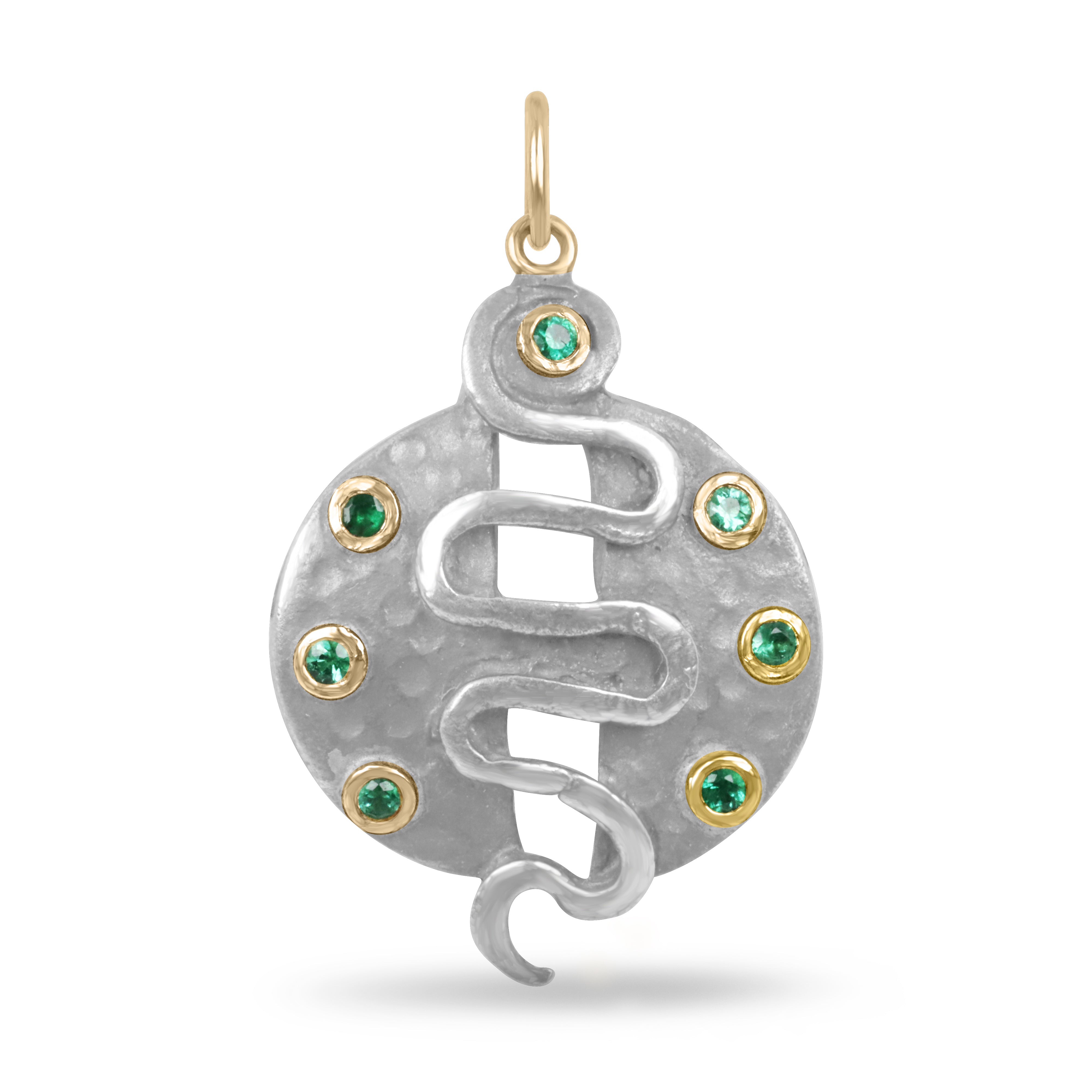 0.35tcw 24K Gold & Sterling Silver Emerald Snake Medallion Pendant - Elegant Jewelry for Women, Gift for Her, Perfect for Parties, Weddings & Special Occasions