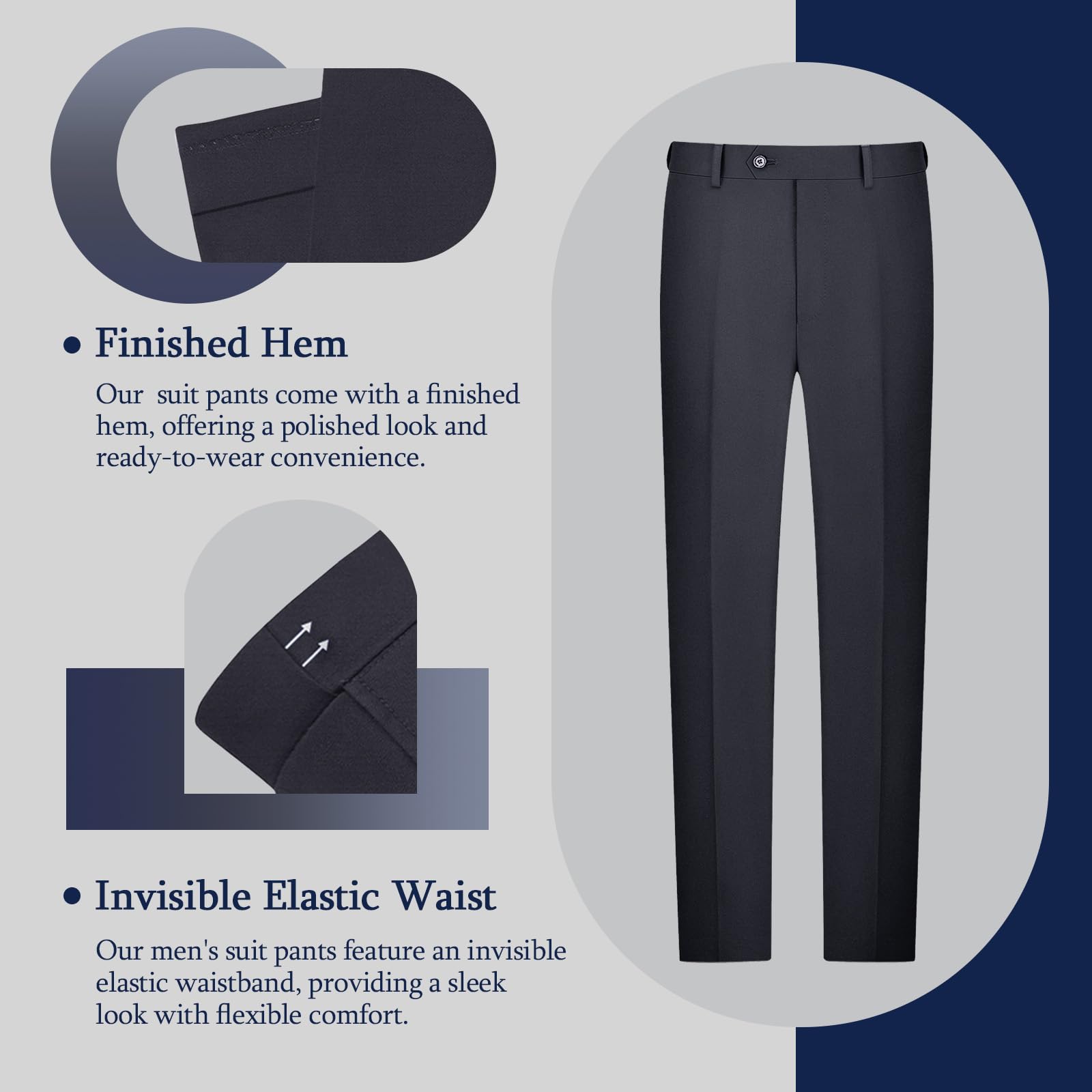 LUPURTY Slim Fit Men's 3 Piece Suits - 2 Button Solid Color Jacket, Vest & Pants Set for Business, Wedding & Formal Events | Perfect for Office, Prom, Groom & Special Occasions