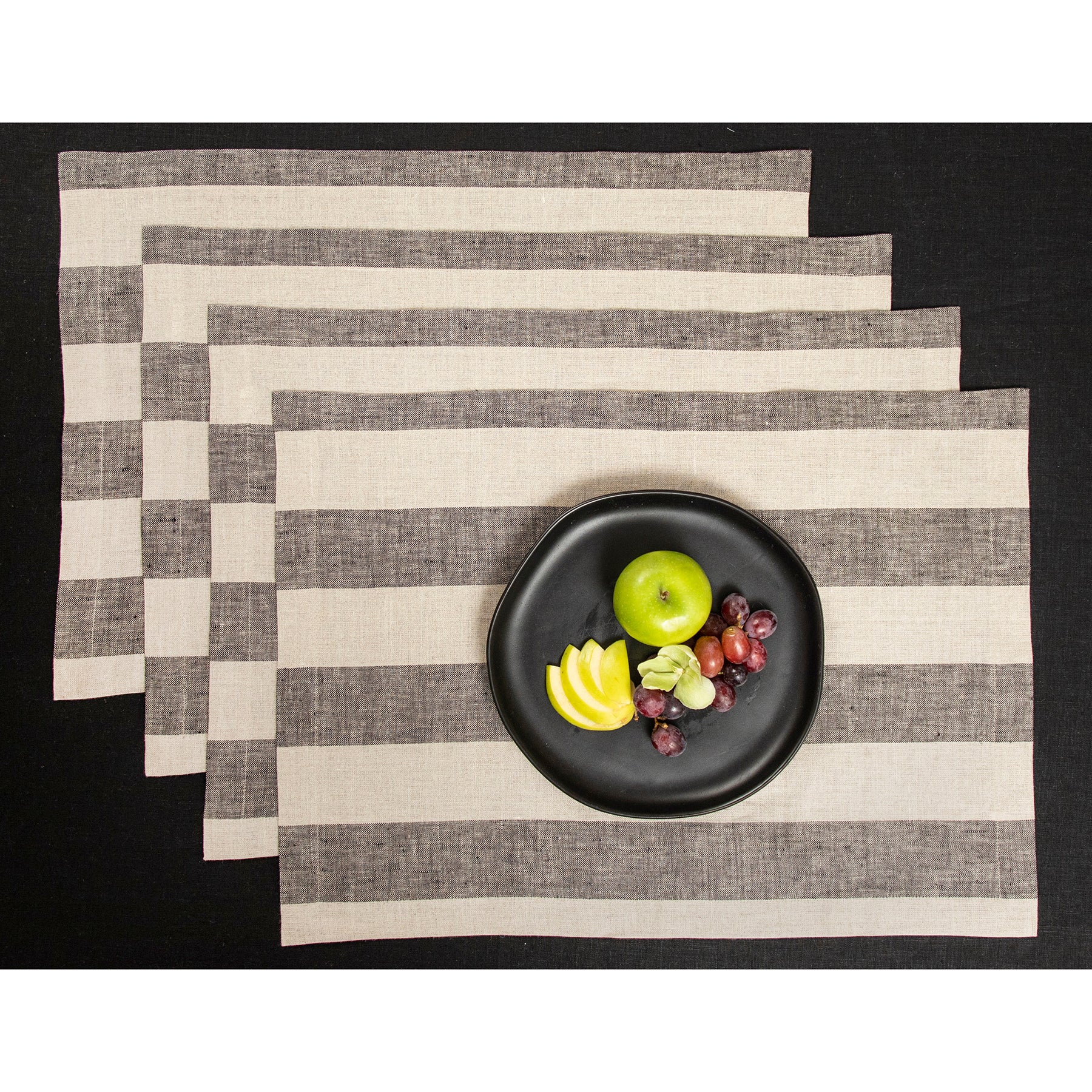 Premium Cabana Stripe Cotton Placemats Set of 4 - Waterproof & Washable Table Mats for Dining, Kitchen, and Outdoor Patio Decor