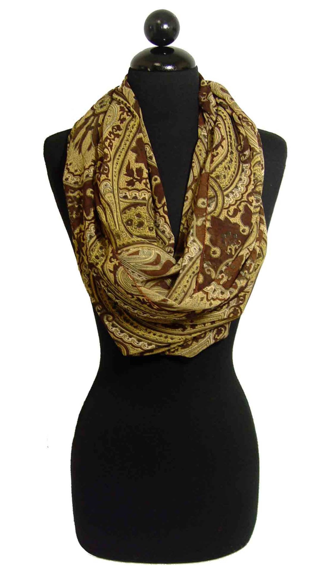 Vintage Brown Paisley Fashion Loop Scarf - Soft & Stylish Women's Winter Accessory for Outfits, Gifts & Cold Weather Protection