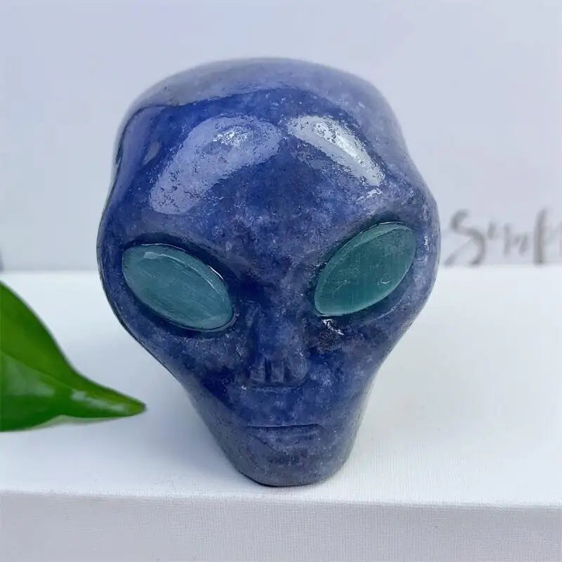 2 Inch Natural Blue Sodalite Alien Skull Crystal Carving - Healing Energy Stone for Meditation, Reiki & Spiritual Practice - Unique Home Decor & Gift for Crystal Collectors (1PC)