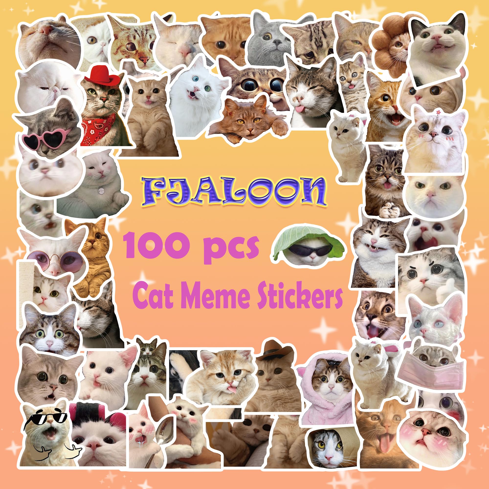 100 Pcs Funny Cat Meme Stickers - Cute Vinyl Waterproof Stickers for Adults & Teens - Perfect for Laptops, Water Bottles, Notebooks & DIY Crafts