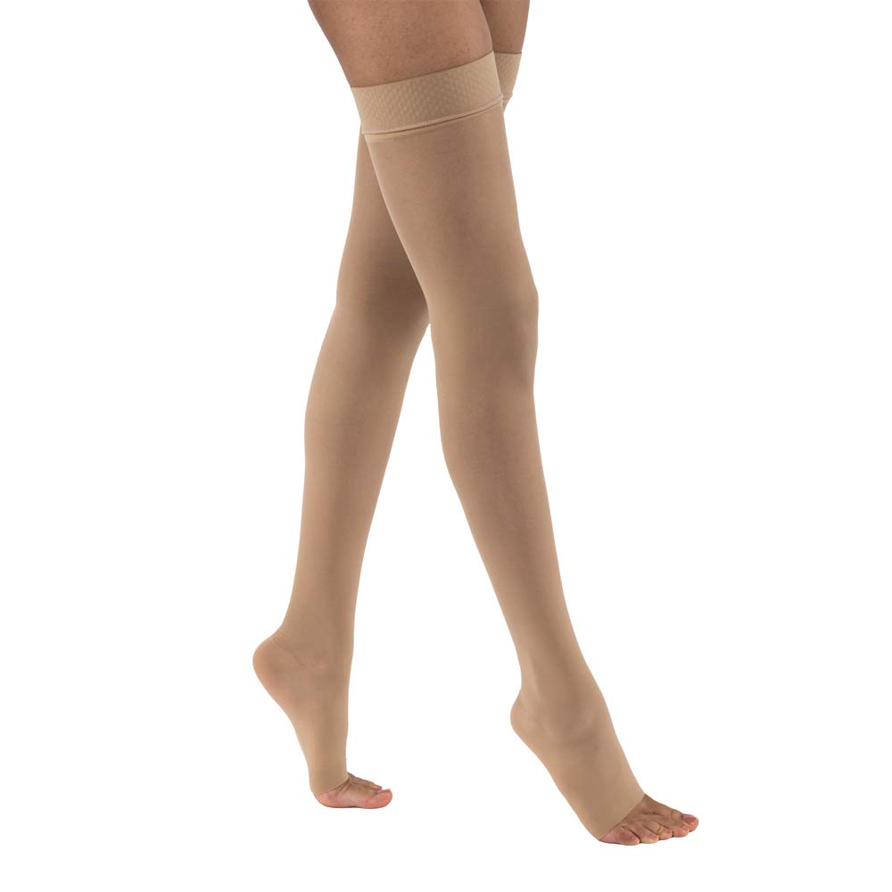 JOBST UltraSheer Compression Stockings Thigh High with Silicone Band 20-30mmHg - Petite Closed Toe, Medium, Natural (119793) - Ideal for Varicose Veins, Lymphedema & Post-Surgery Recovery