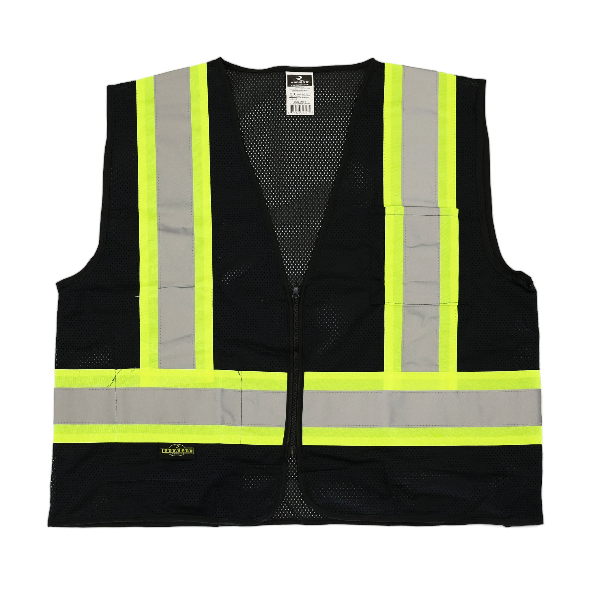 High Visibility Black Safety Vest with Zipper - Reflective Work Vest for Construction, Road Workers & Night Safety (1-Pack) - Ideal for Outdoor Jobs, Emergency Situations & Hazardous Environments
