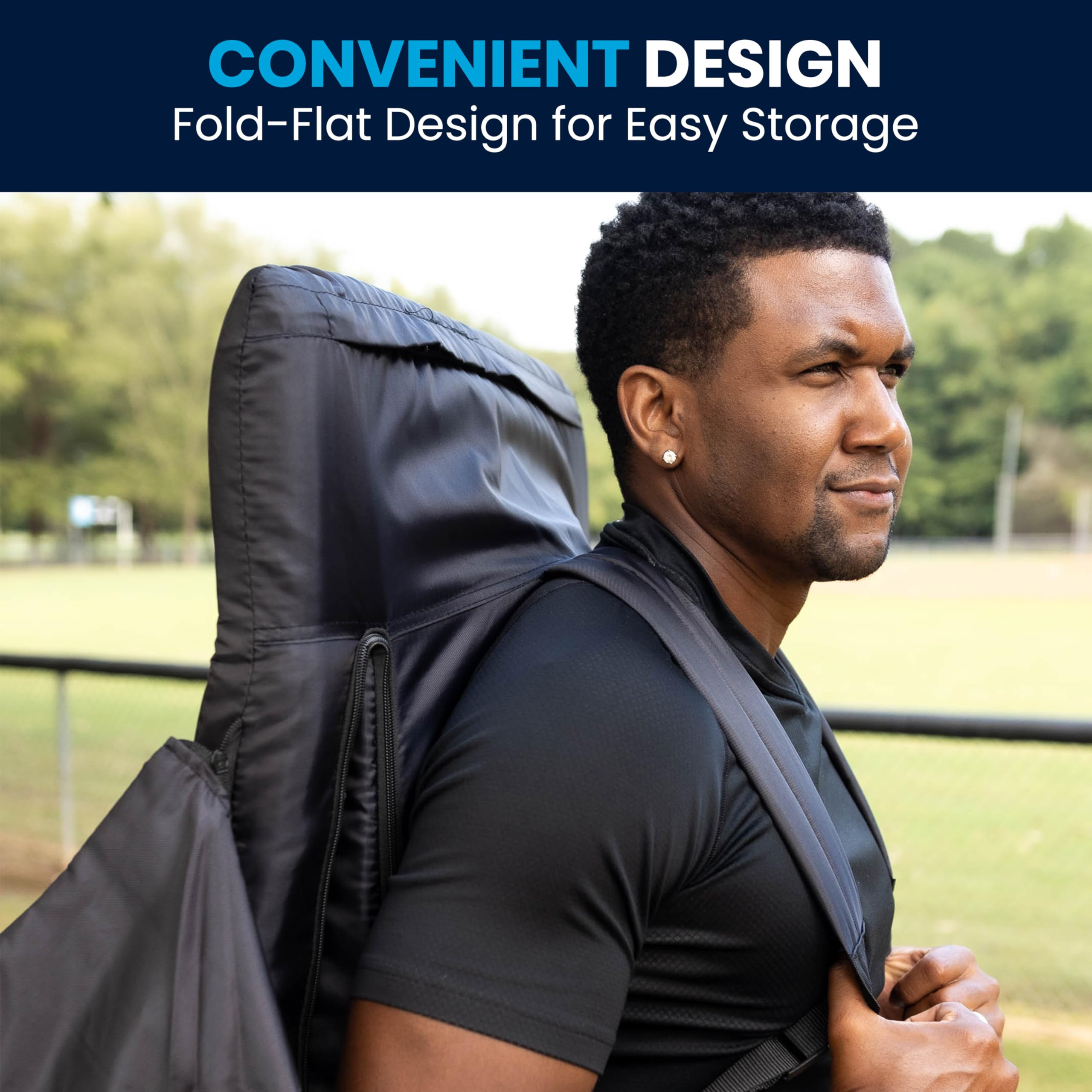 **Flash Furniture Malta Portable Stadium Seats – 2-Pack Padded Bleacher Chairs with Backpack Straps & Storage, 265 lb Capacity, Black – Perfect for Sports Games, Concerts, and Outdoor Events**