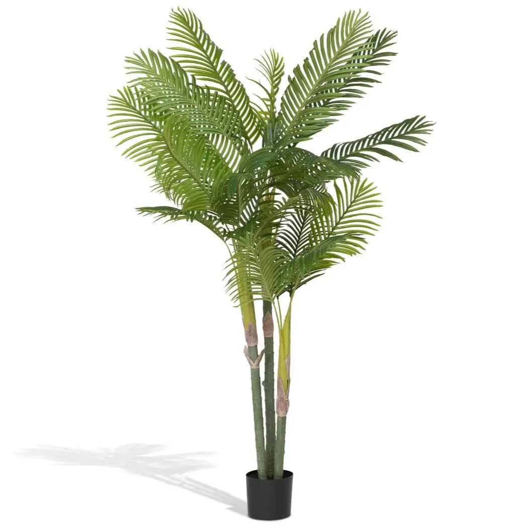 Artificial Palm Plant in Black Pot - Realistic Fake Indoor Tree for Home, Office, and Decor - Perfect for Living Room, Bedroom, or Workspace Greenery