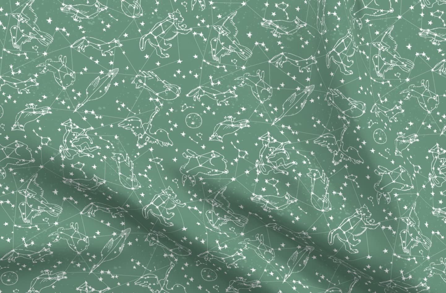 Night Sky Animals Constellation Print Velvet Fabric by The Yard - Upholstery, Home Decor & Apparel Material - Perfect for Nursery, Kids Room & DIY Projects