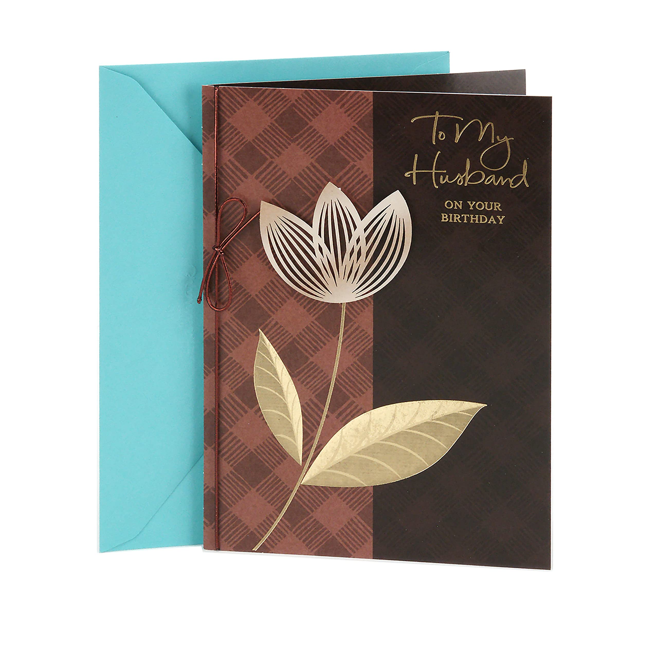 Romantic Birthday Card for Husband - Gold & Green Leaf - Perfect for Anniversaries & Special Occasions