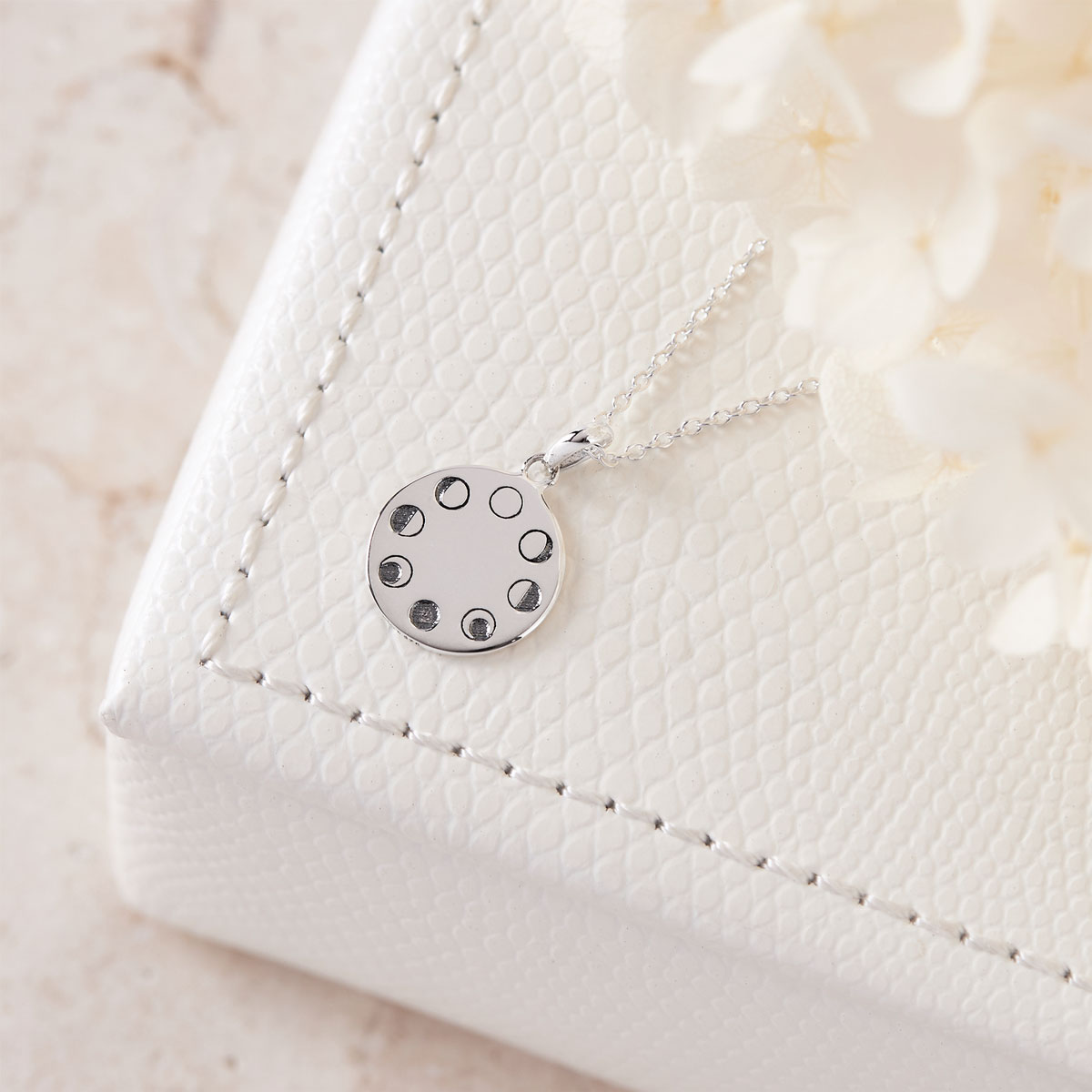 Under The Moon Phases Necklace - Elegant Celestial Jewelry for Women, Moon Phase Pendant with Adjustable Chain - Perfect for Date Nights, Weddings & Boho Fashion