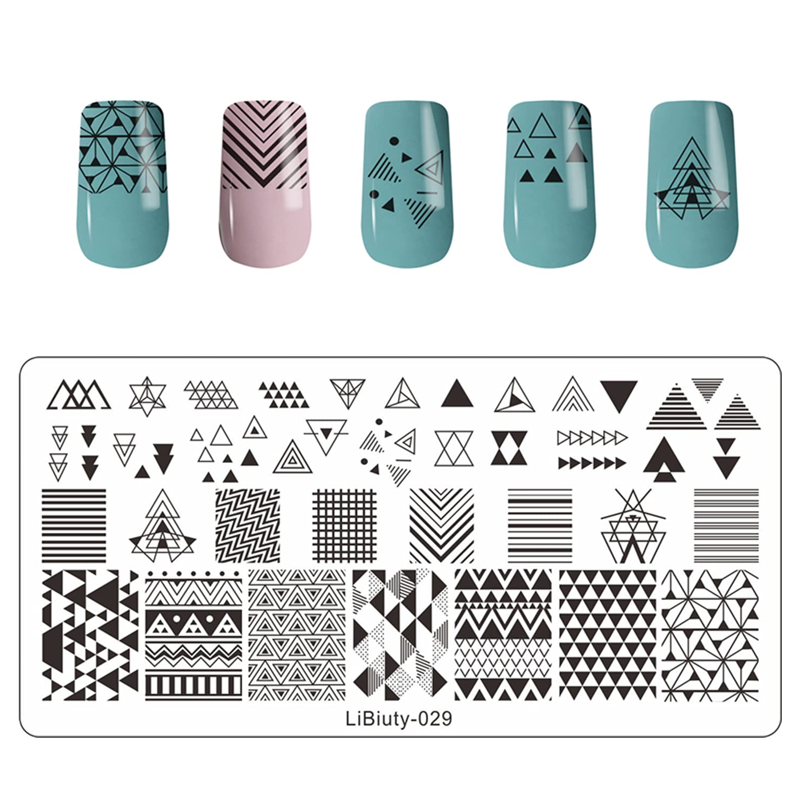 6-Piece Nail Art Stamping Plates Set with Stamper & Scraper - Floral & Geometric Nail Design Templates for Salon & DIY Manicures - Professional Nail Image Stamp Plates for Creative Nail Art Designs at Home or Professional Use