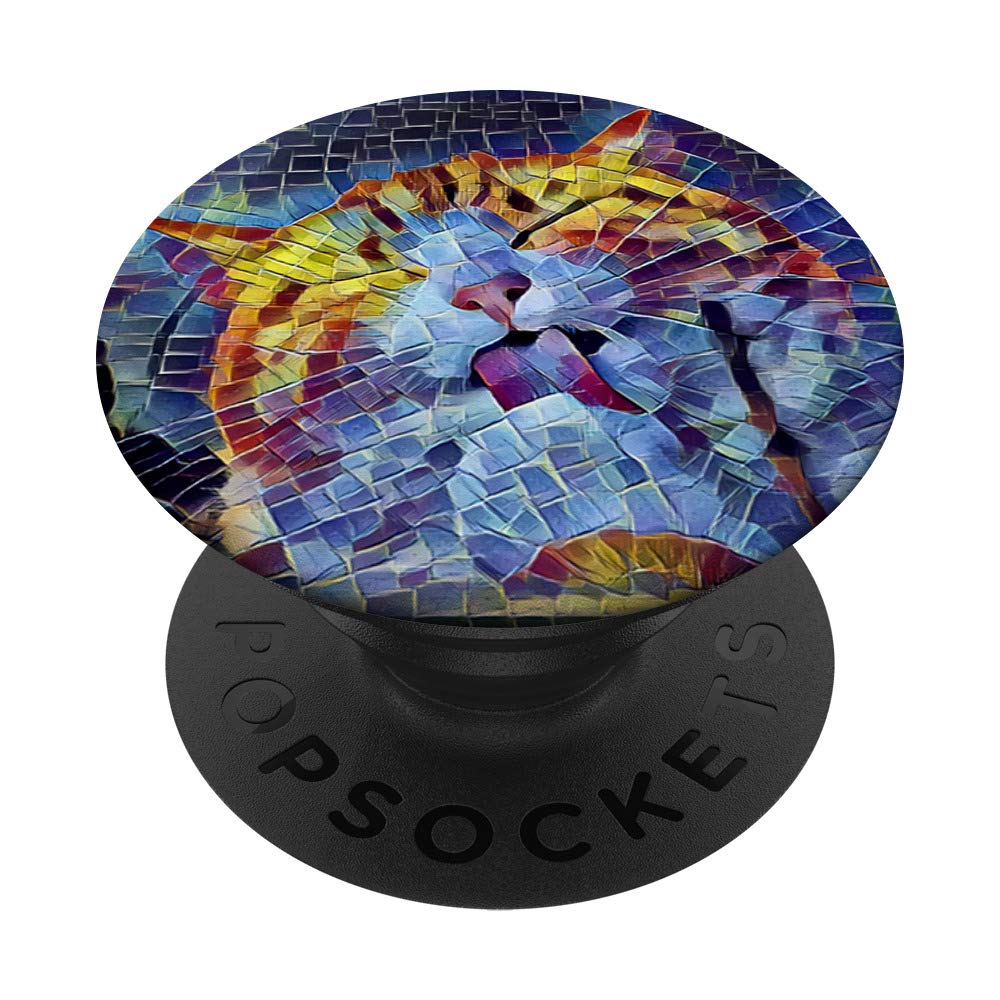Colorful Mosaic Artistic Cat Wall Art - Handmade Home Decor for Living Room, Bedroom & Office
