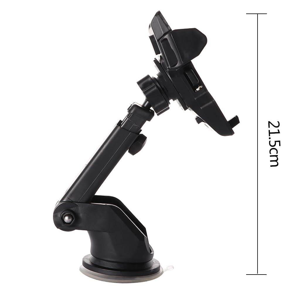 360° Rotating Black Silicone Suction Cup Universal Car Phone Holder - Adjustable Long Neck Dashboard & Windshield Mount for iPhone, Samsung, Google Pixel - Perfect for GPS Navigation, Hands-Free Calling & Road Trips
