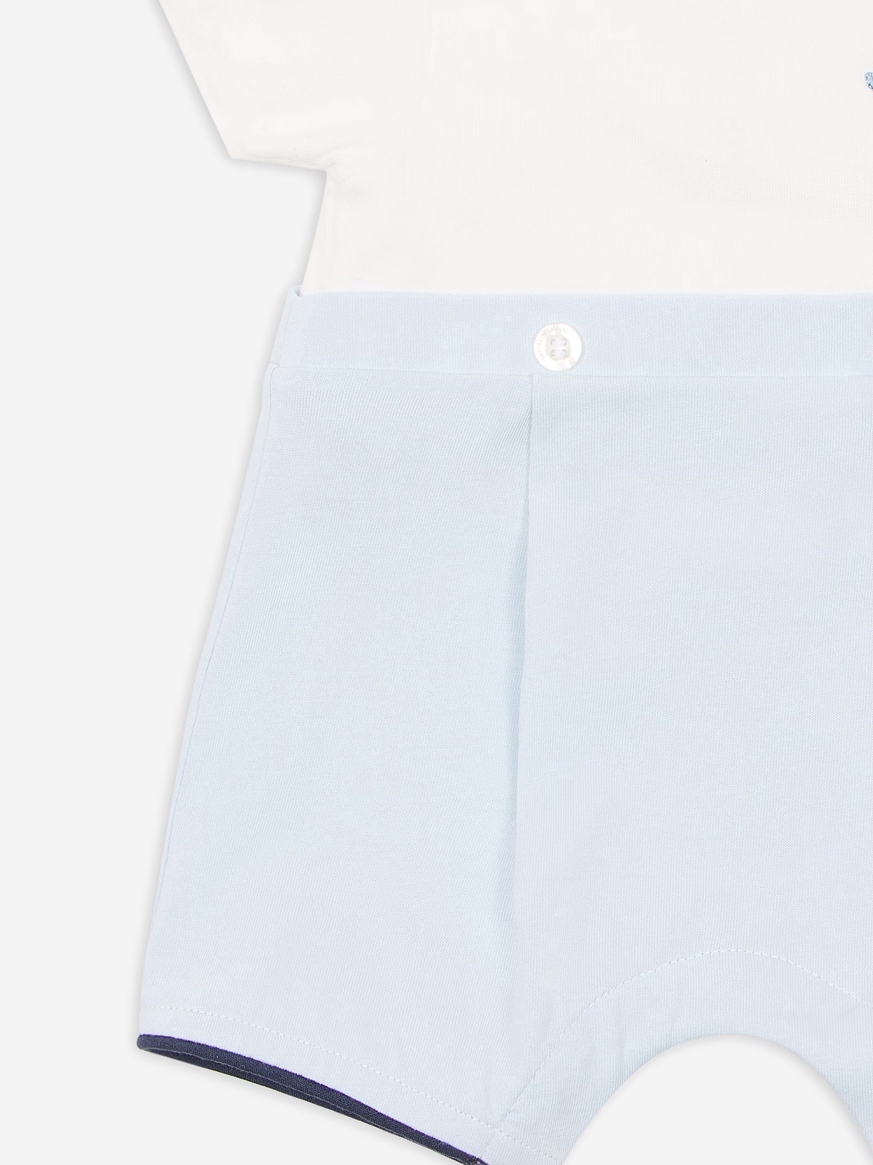 Blue Baby Boys Logo Romper - Soft Cotton Jumpsuit for Infants & Toddlers - Perfect for Playtime, Outings & Photo Shoots