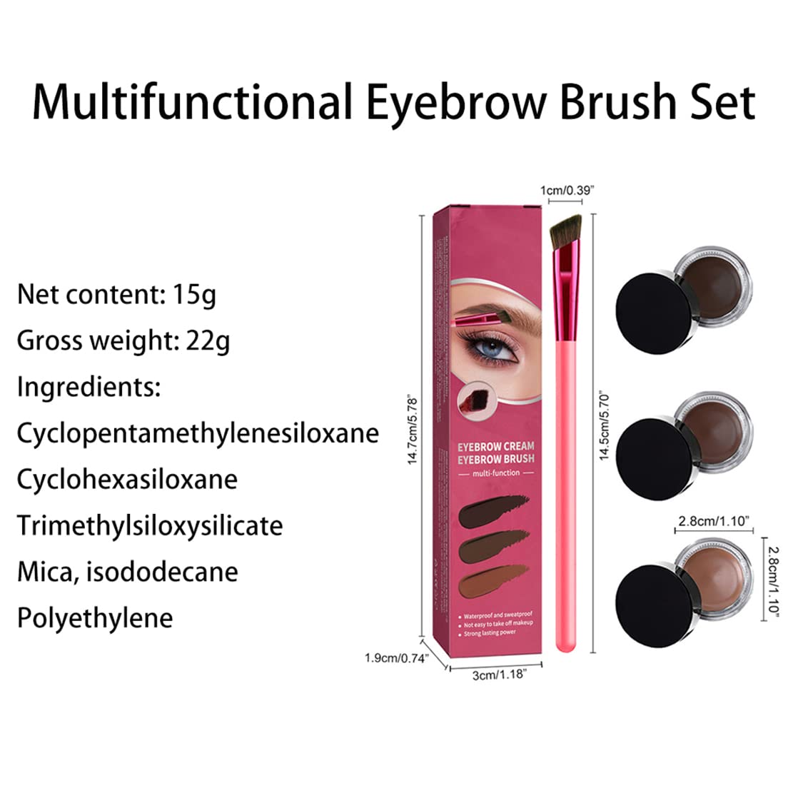 4D Hair Stroke Brow Stamp Brush - Multi-Function Square Eyebrow Brush for Perfect Brows | Eyebrow Concealer & Contour Brush | Angled Brow Makeup Tool (Dark Brown) | Ideal for Everyday Makeup, Salon Use & Travel Beauty Kit