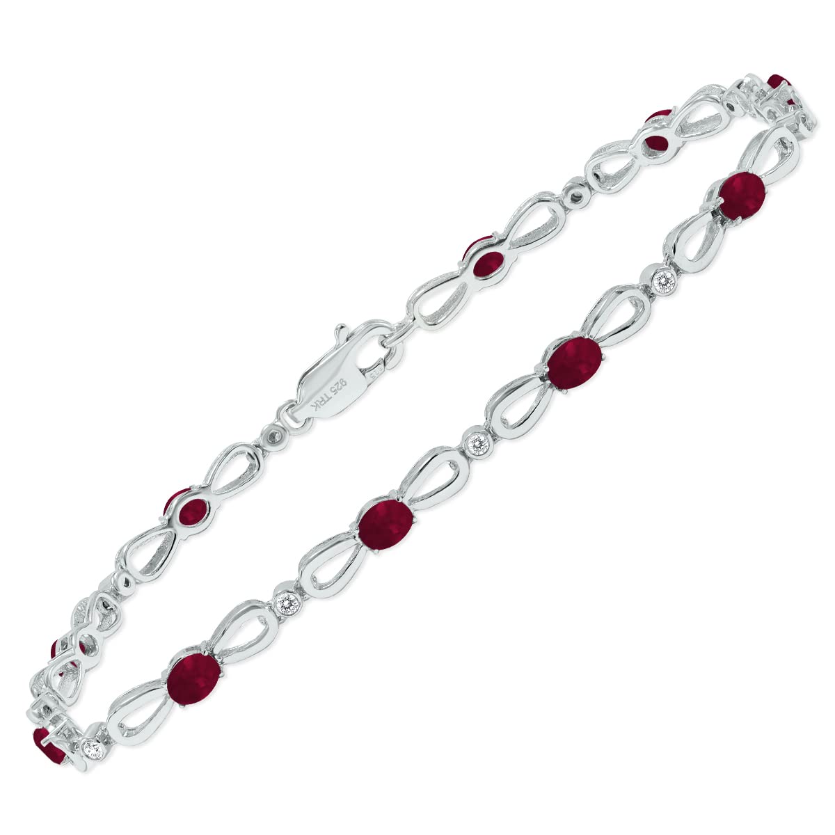 Genuine Gemstone & Natural Diamond Ribbon Loop Birthstone Bracelet - .925 Sterling Silver (Citrine, Aquamarine, Tanzanite, Sapphire) | Elegant Jewelry Gift for Women, Birthday, Anniversary & Special Occasions