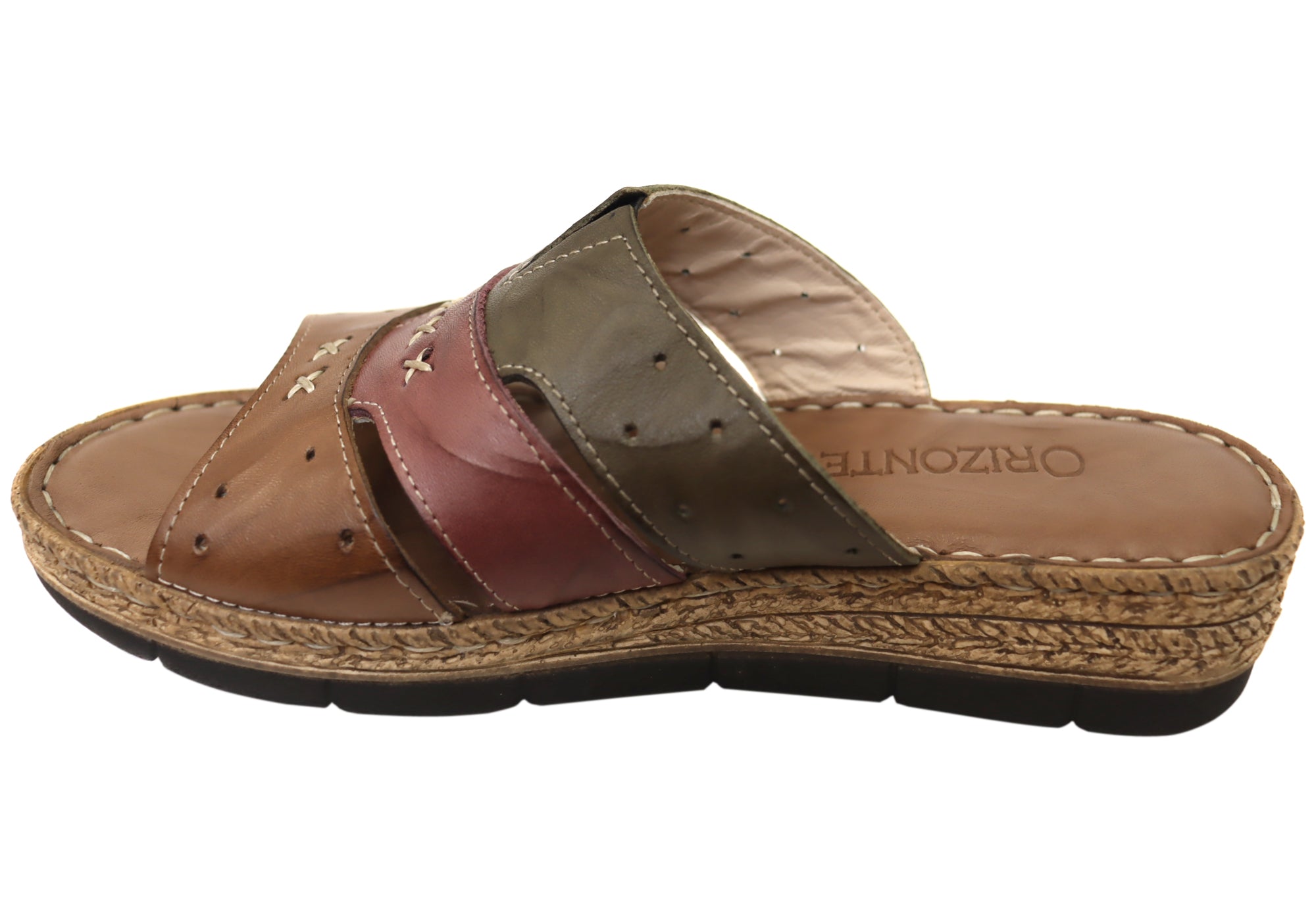 Orizonte Cottage Women's Comfortable European Leather Slides Sandals - Casual Summer Shoes for Beach, Pool & Home Wear