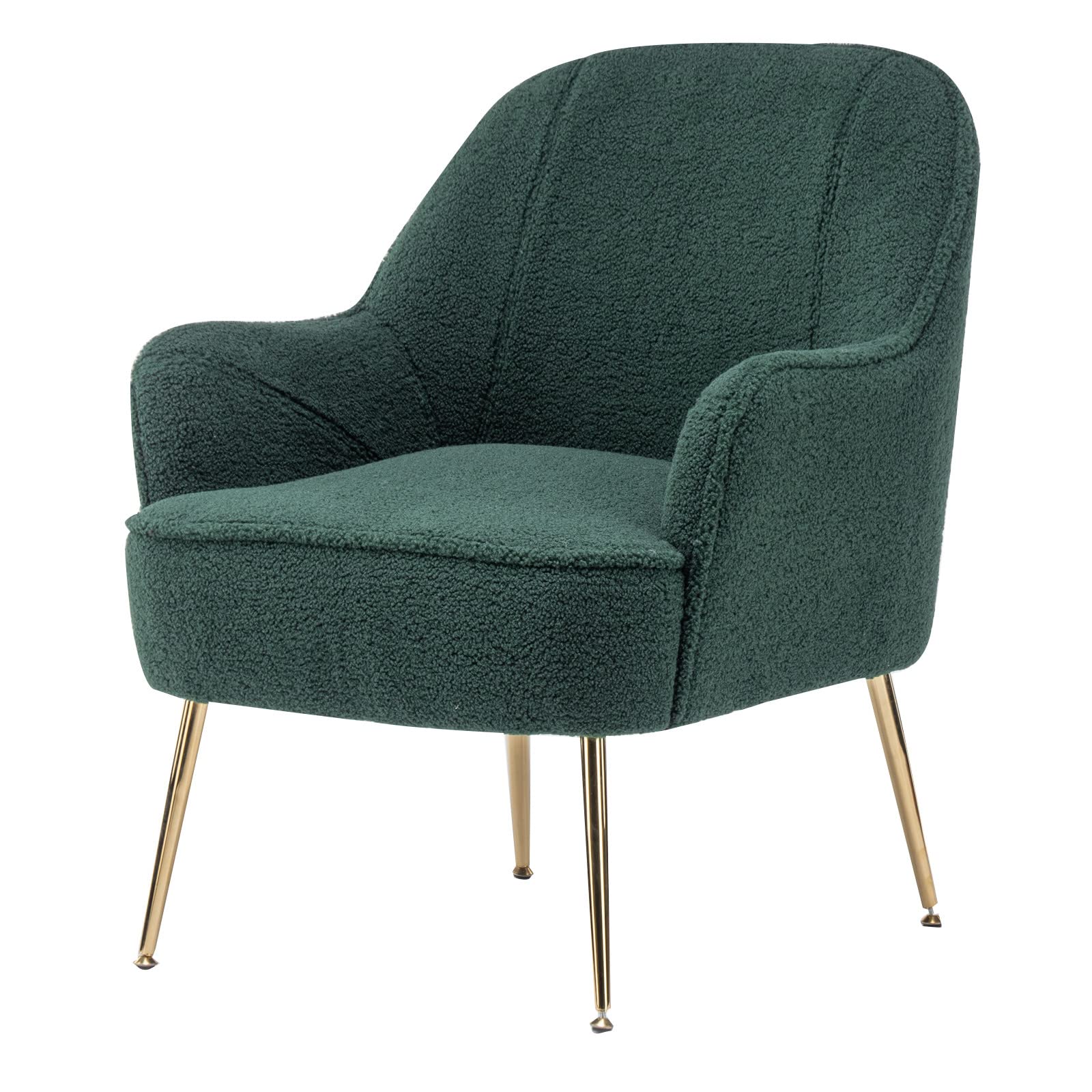 TehRecBT Faux Fur Accent Chair - Modern Tufted Upholstered Living Room Armchair with Golden Metal Legs | Comfortable Reading Club Chair for Bedroom, Office & Home Decor | Perfect for Relaxing, Reading & Enhancing Interior Design