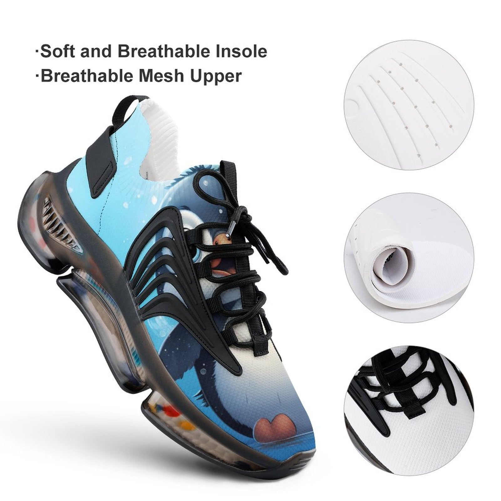 Lightweight Men's Running Shoes - Cute Penguin Design Athletic Sneakers for Gym, Hiking & Outdoor Sports | Comfortable & Fashionable Workout Shoes