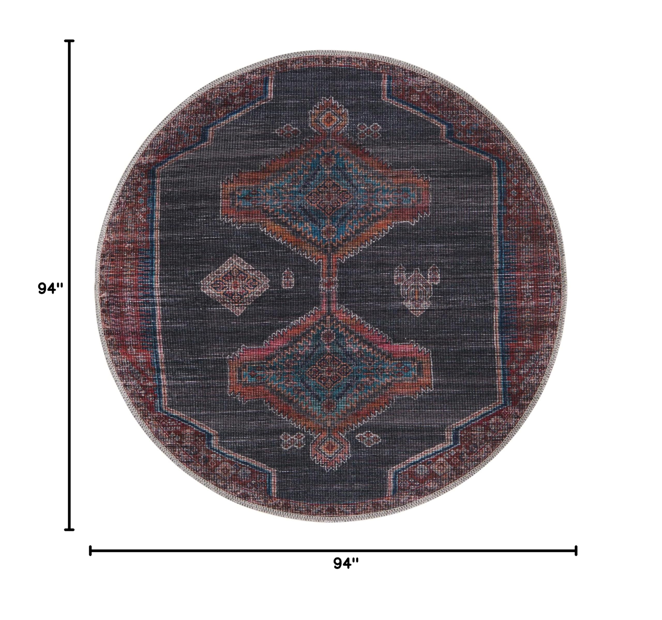 Washable 8 Ft Round Gray Flatweave Rug - Sisu Collection by Rugs.com | Non-Slip Kitchen & Dining Room Rug | Perfect for High Traffic Areas, Pet-Friendly Homes & Modern Decor