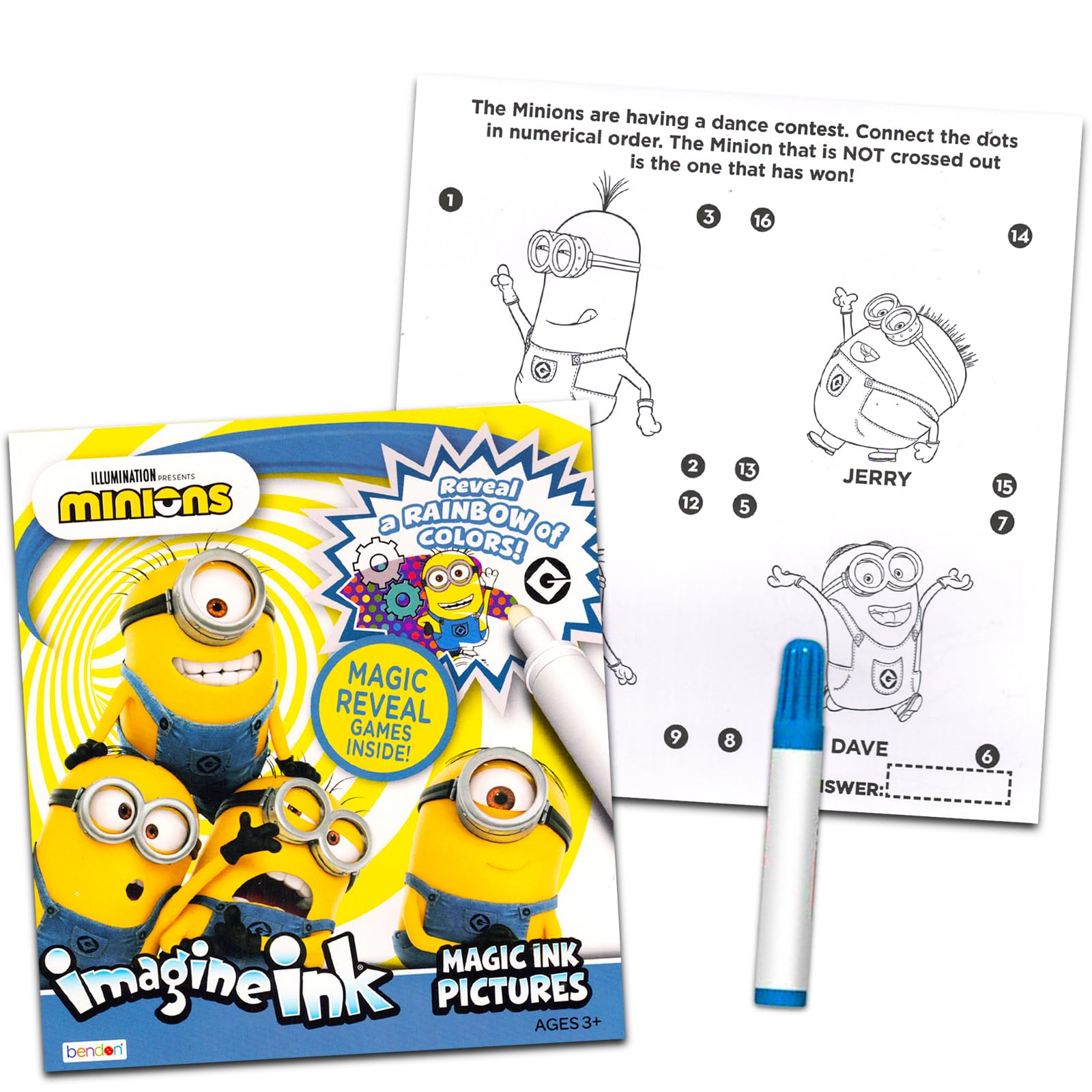 No Mess Magic Coloring Book Set - 3 Imagine Ink Activity Books with Trolls, Minions & Disney Junior Characters | Mess-Free Coloring for Kids Travel, Airplane & Quiet Time Activities