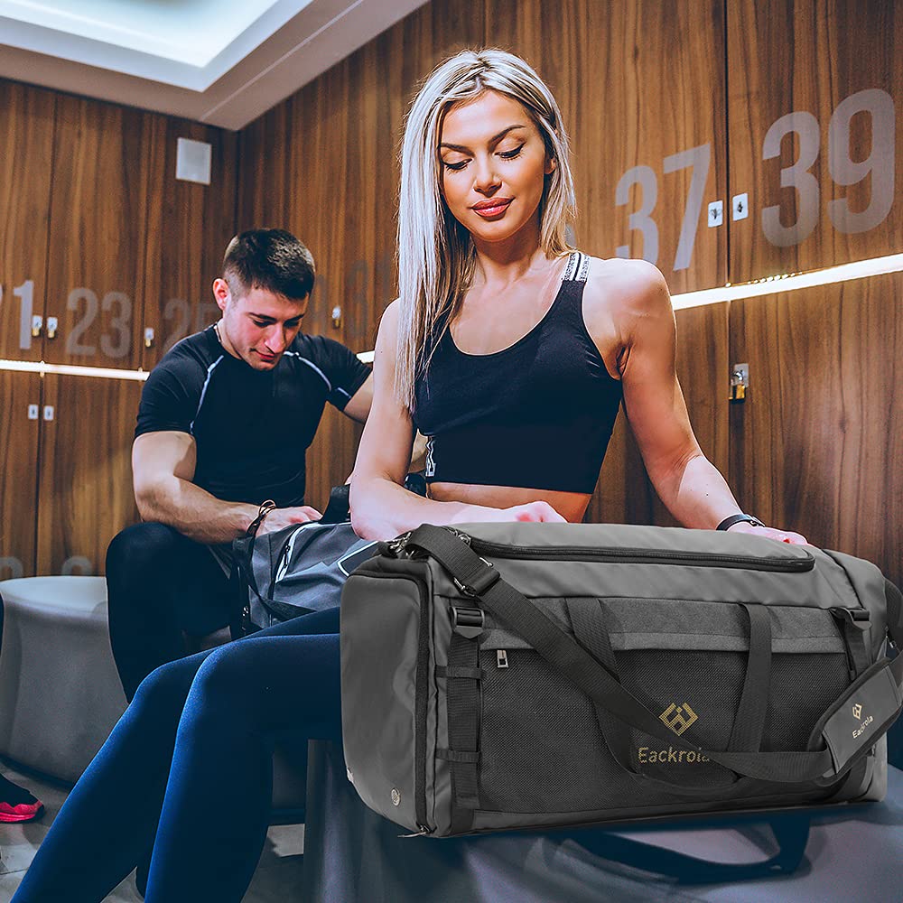 Eackrola 65L Large Sports Gym Bag & Travel Duffel Bag for Men & Women - Lightweight with Wet Pocket & Shoe Compartment - Perfect for Gym, Travel, Sports & Workout