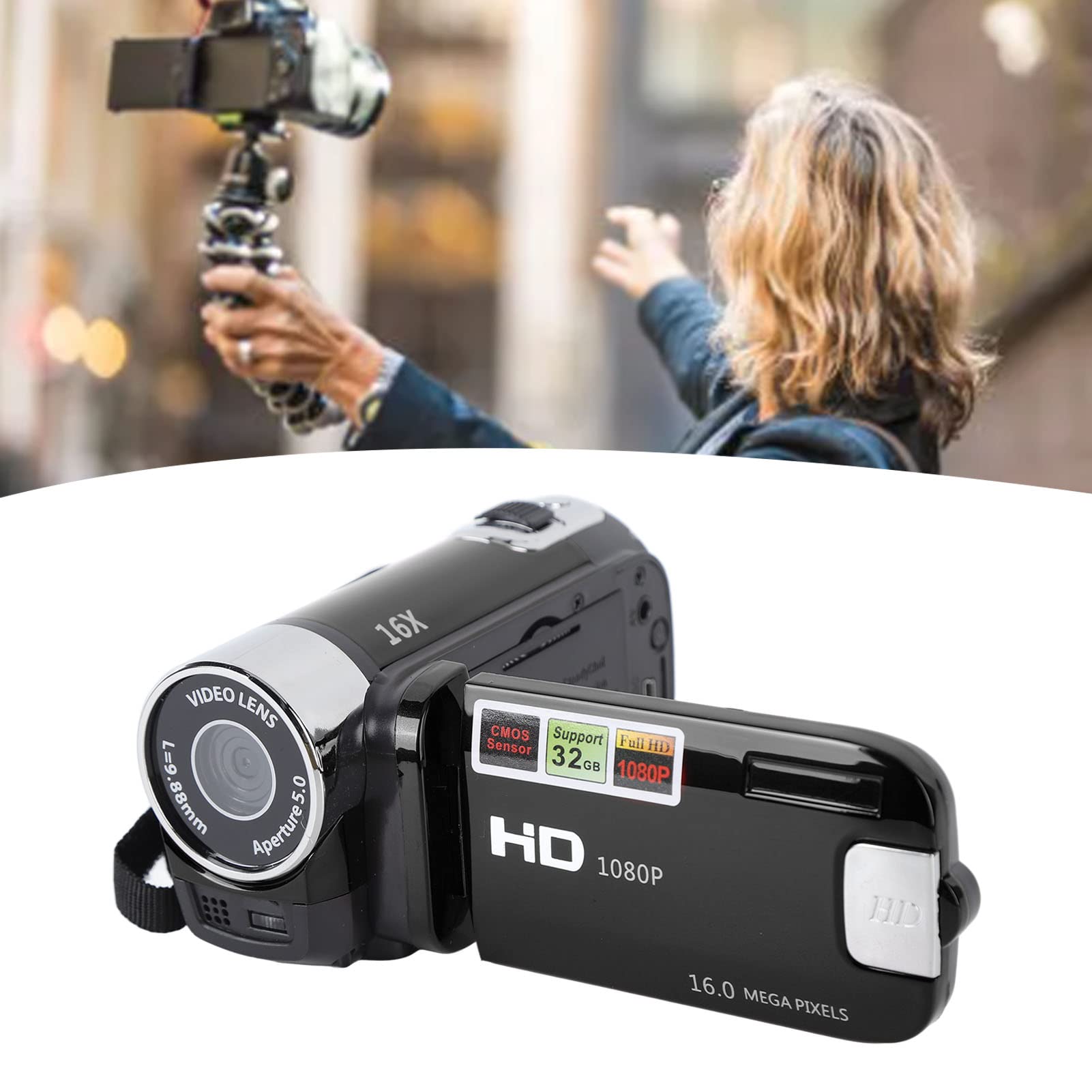 1080P 16MP Handheld Video Camcorder with 16x Digital Zoom & 2.7