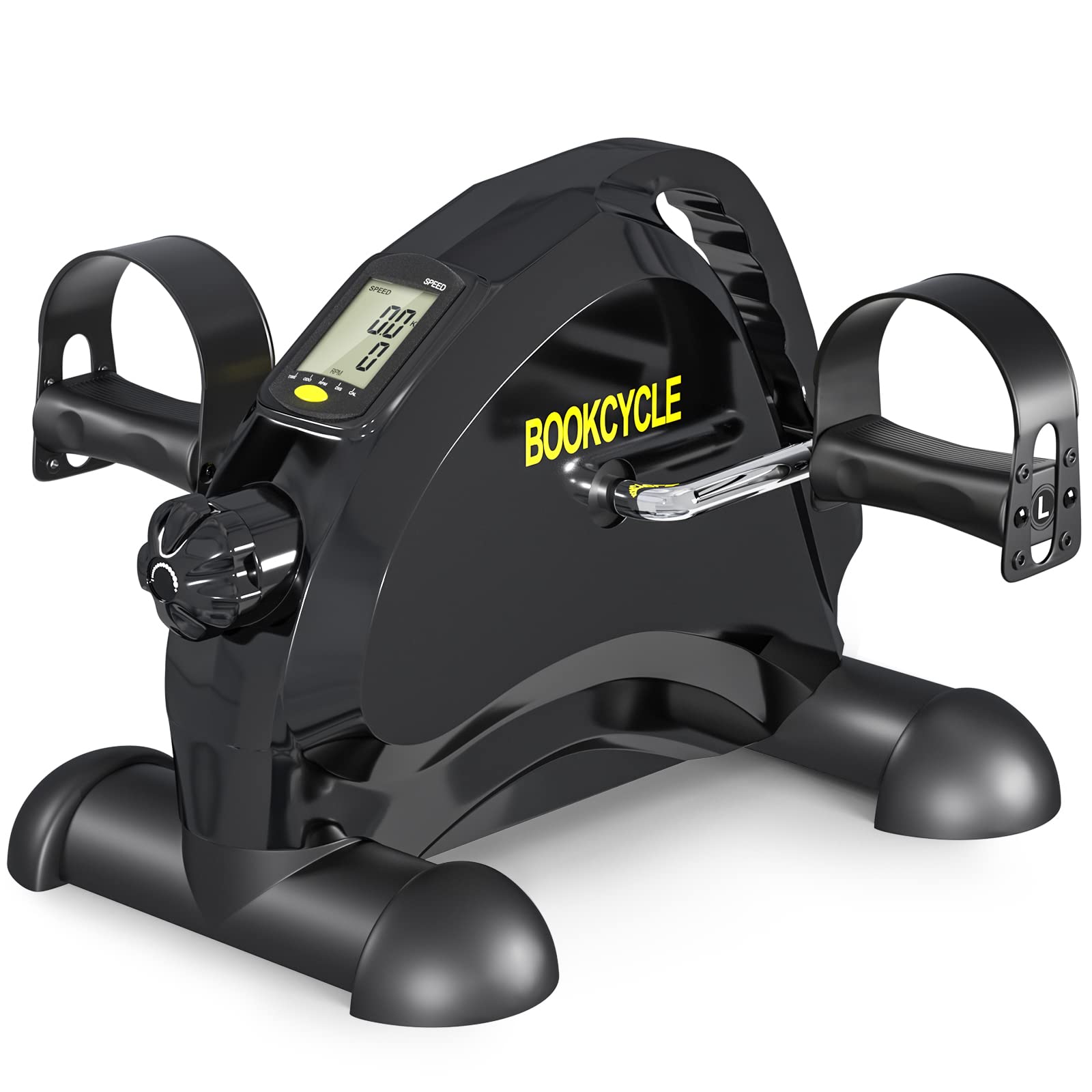 BOOKCYCLE Mini Exercise Bike Pedal Exerciser with LCD Monitor - Portable Under Desk Bike for Arm & Leg Workout at Home or Office | Compact Fitness Equipment for Seniors & Physical Therapy